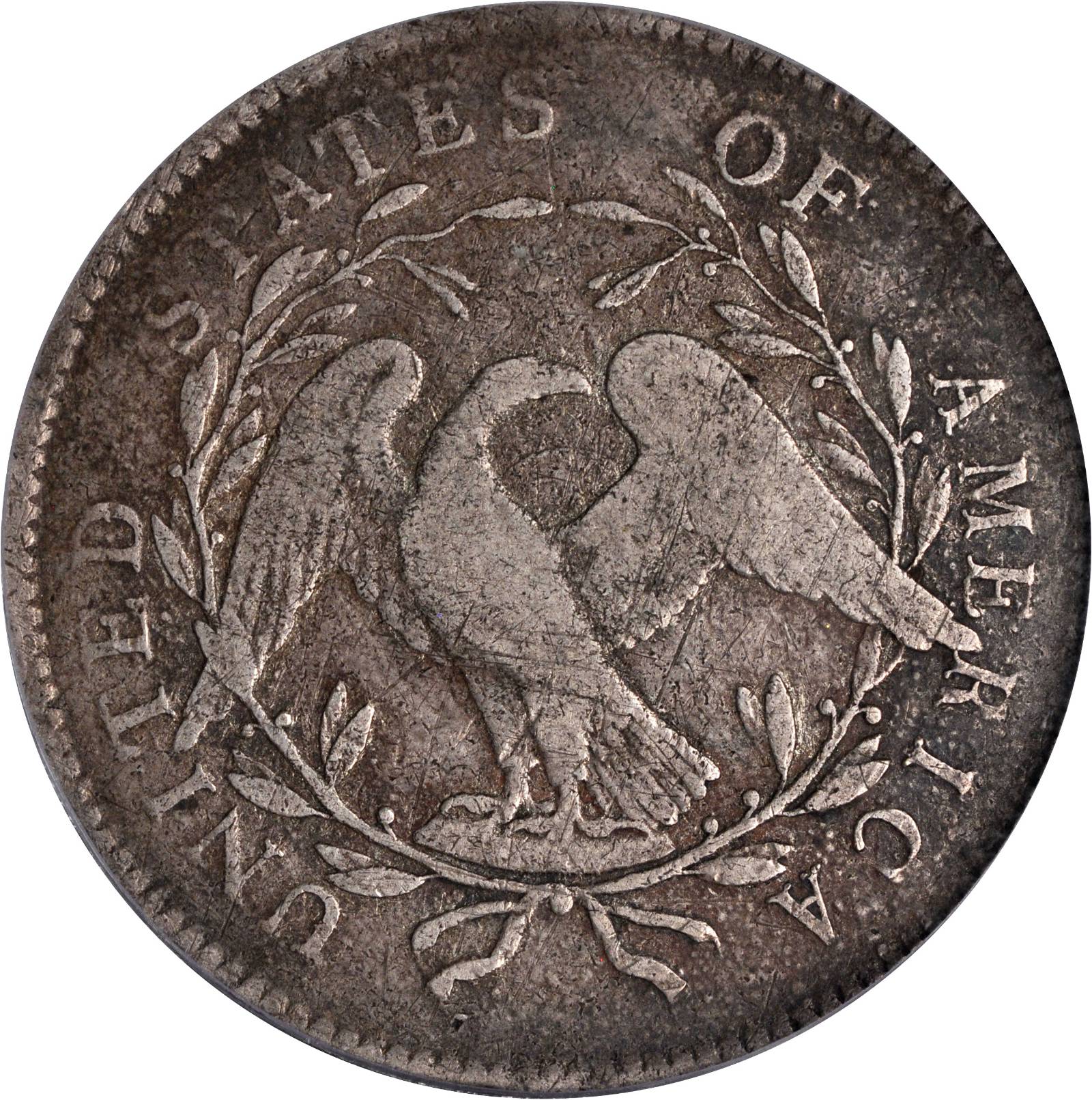 1795 $1  Flowing Hair, Silver Plug, 2 Leaves, B-1, BB-21 P1 thumbnail 2