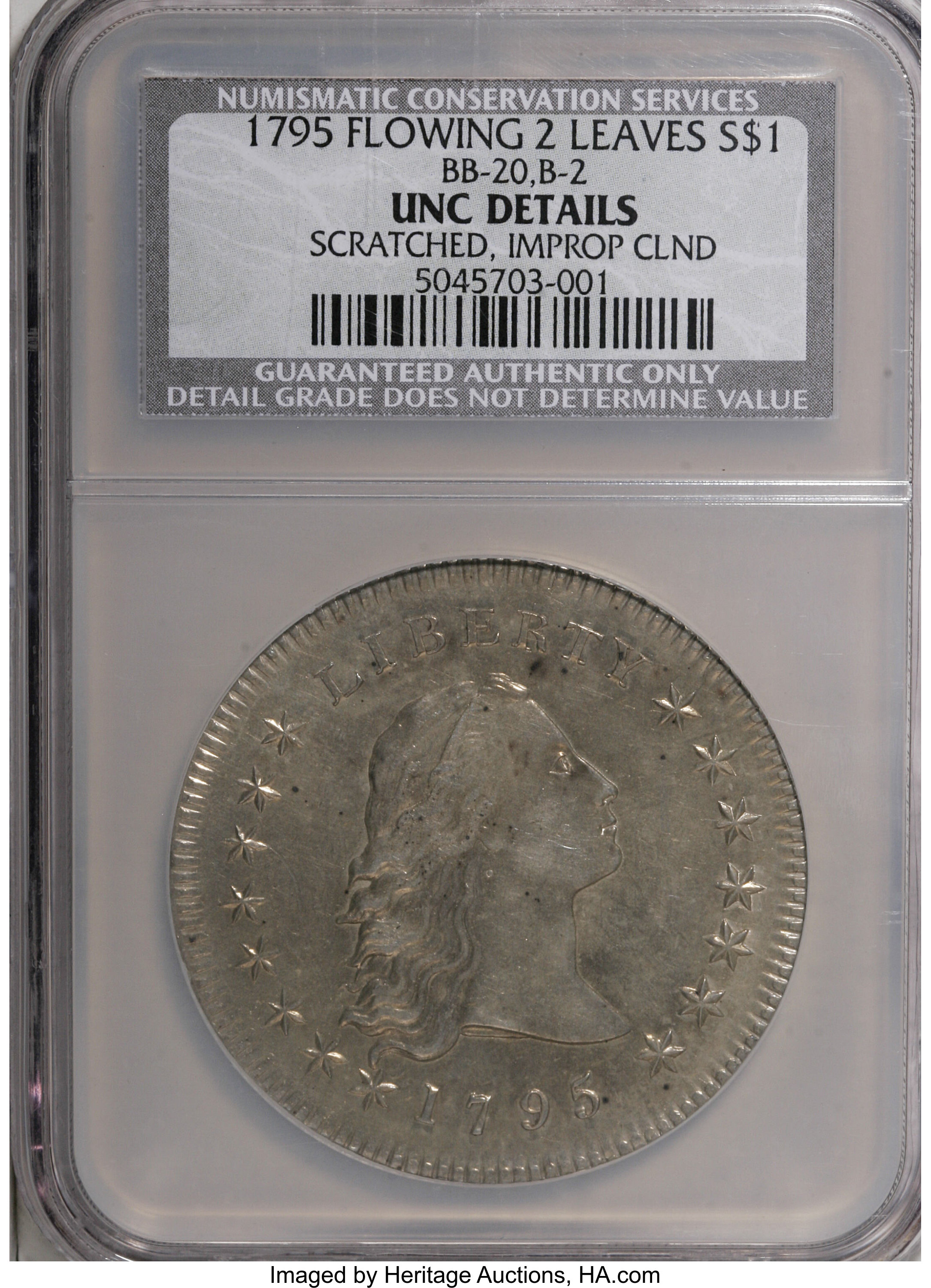 1795 $1  Flowing Hair, 2 Leaves, B-2, BB-20 MS66 thumbnail 17