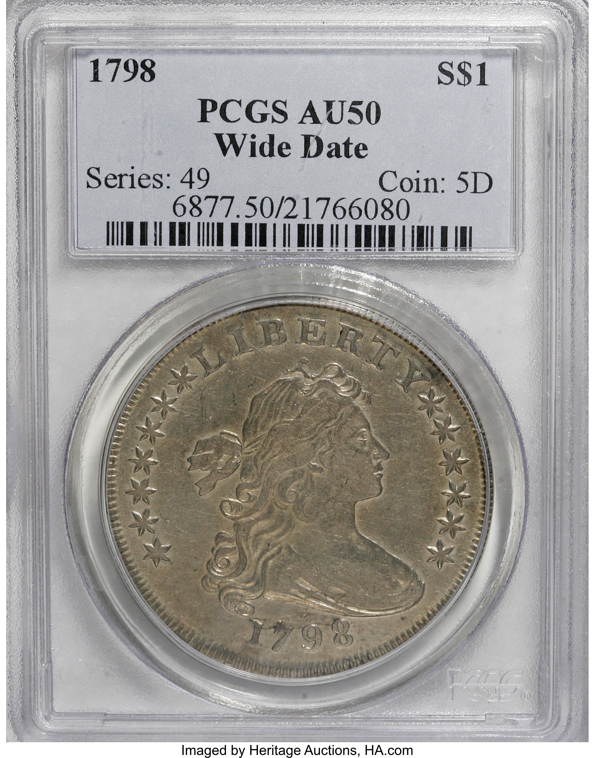 1798 $1  Large Eagle, Pointed 9, Wide Date, B-20, BB-102 MS60 thumbnail 23