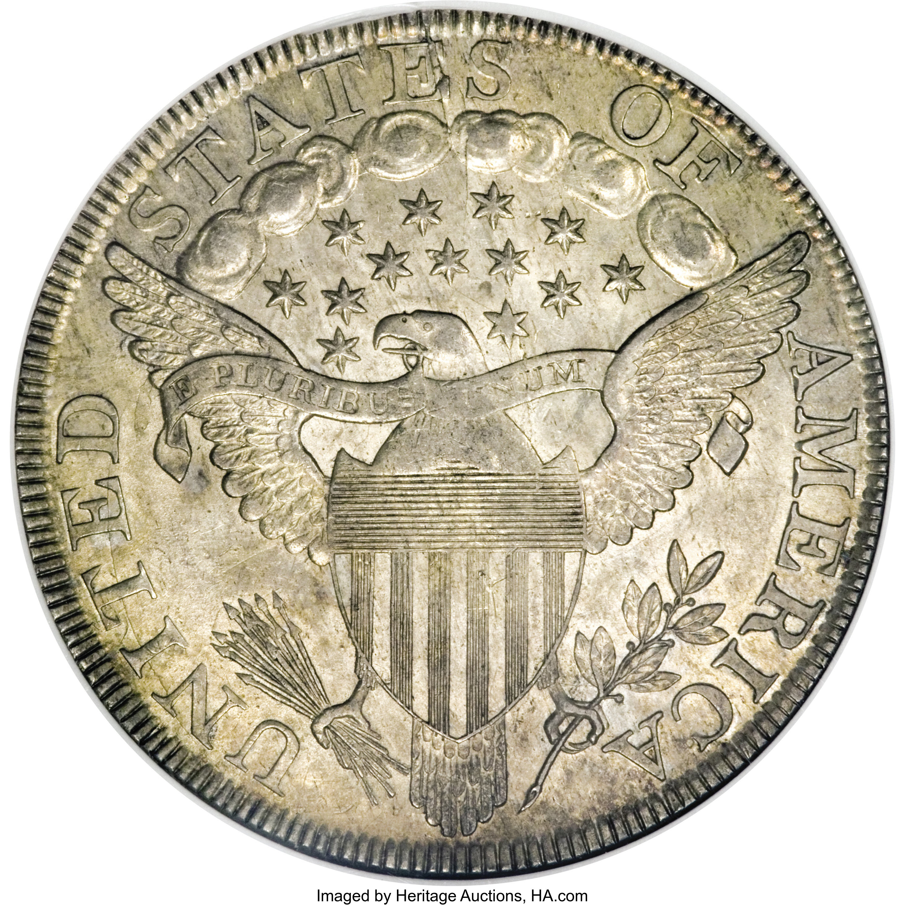 1798 $1  Large Eagle, Pointed 9, Wide Date, B-22, BB-104 AU58 thumbnail 15