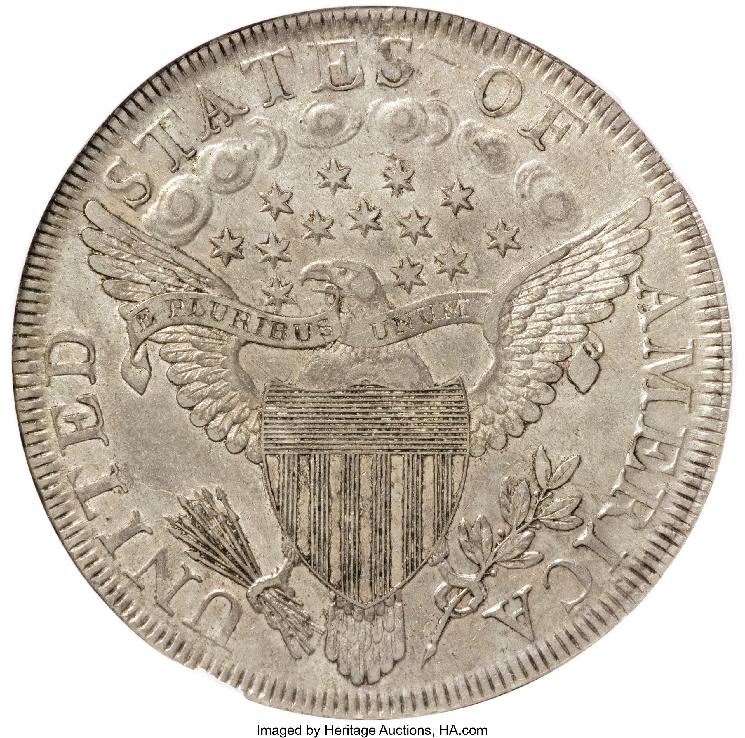 1798 $1  Large Eagle, Pointed 9, Wide Date, B-19, BB-106 MS61 CAC thumbnail 20