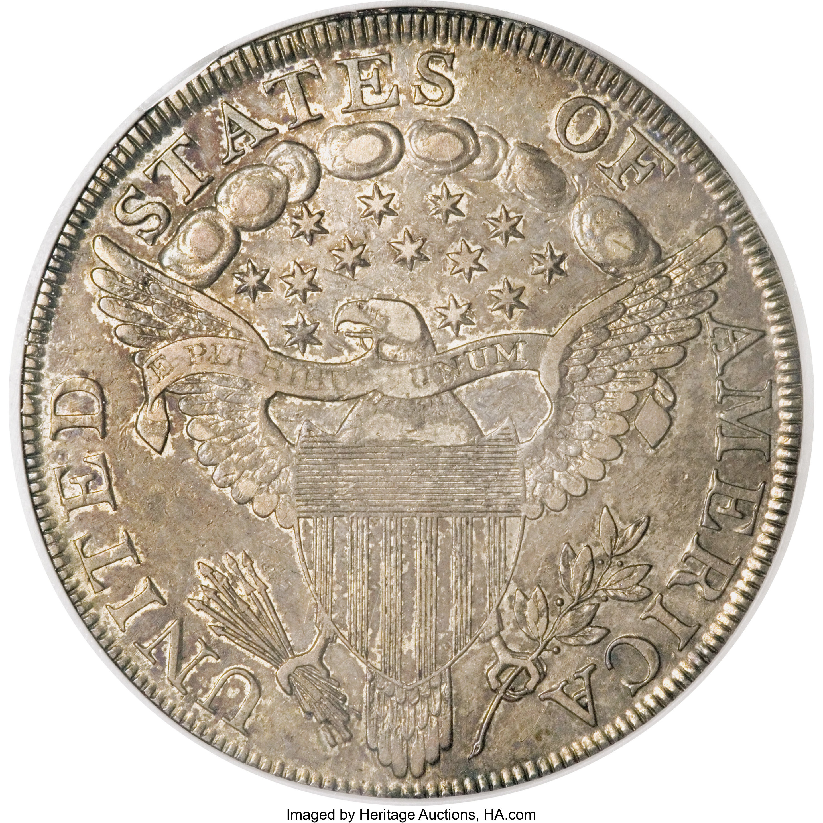 1798 $1  Large Eagle, Pointed 9, 10 Arrows, B-21, BB-107 AU50 thumbnail 4