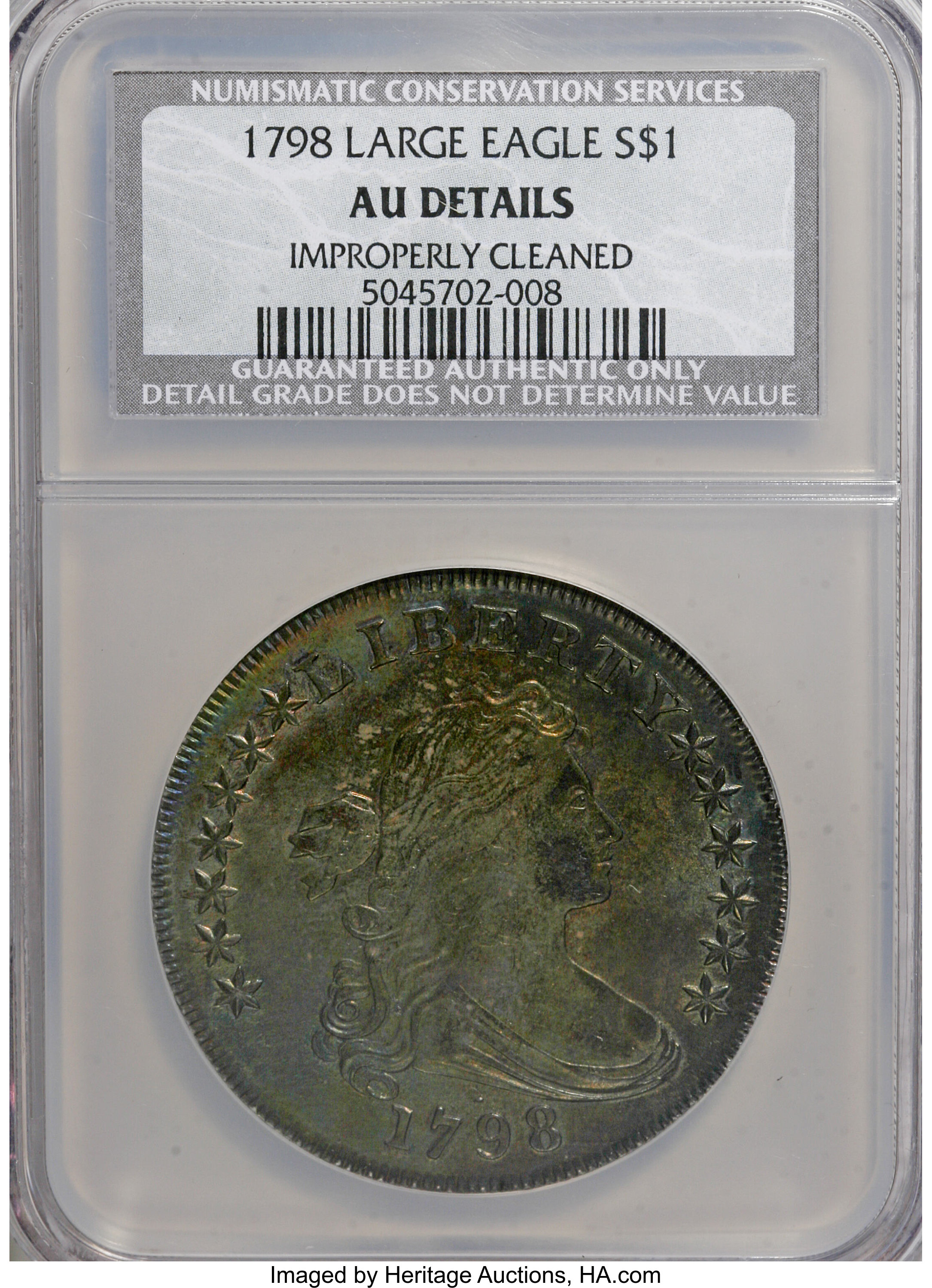 1798 $1  Large Eagle, Pointed 9, 10 Arrows, B-21, BB-107 AU50 thumbnail 9
