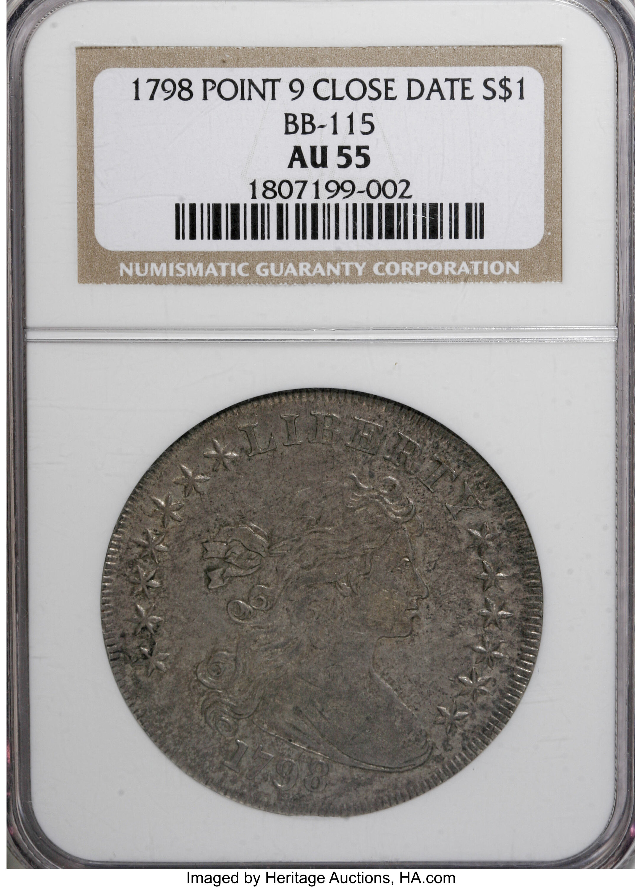 1798 $1  Large Eagle, Pointed 9, Close Date, B-31, BB-115 MS60 thumbnail 12