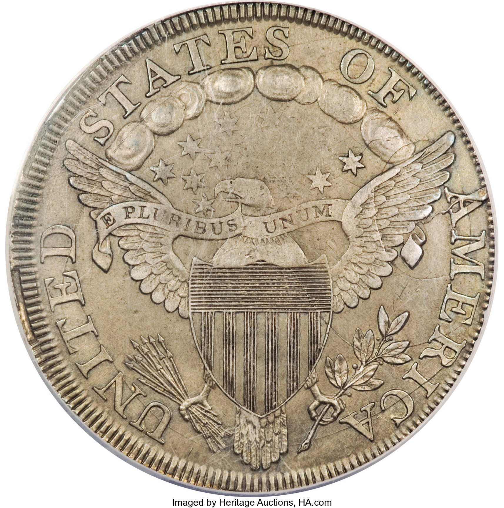 1798 $1  Large Eagle, Pointed 9, Close Date, B-30, BB-116 AU50 CAC thumbnail 3
