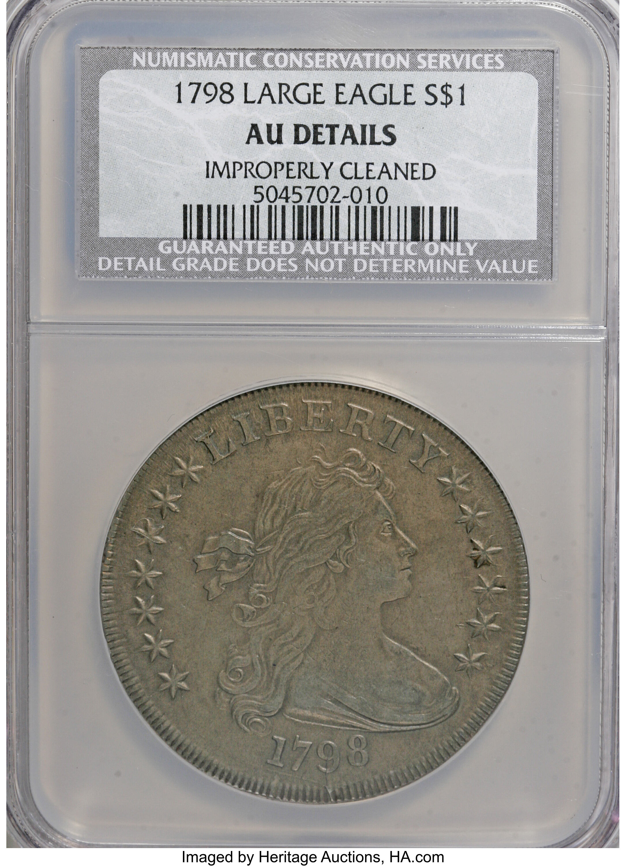 1798 $1  Large Eagle, Pointed 9, Close Date, B-30, BB-116 AU50 CAC thumbnail 4