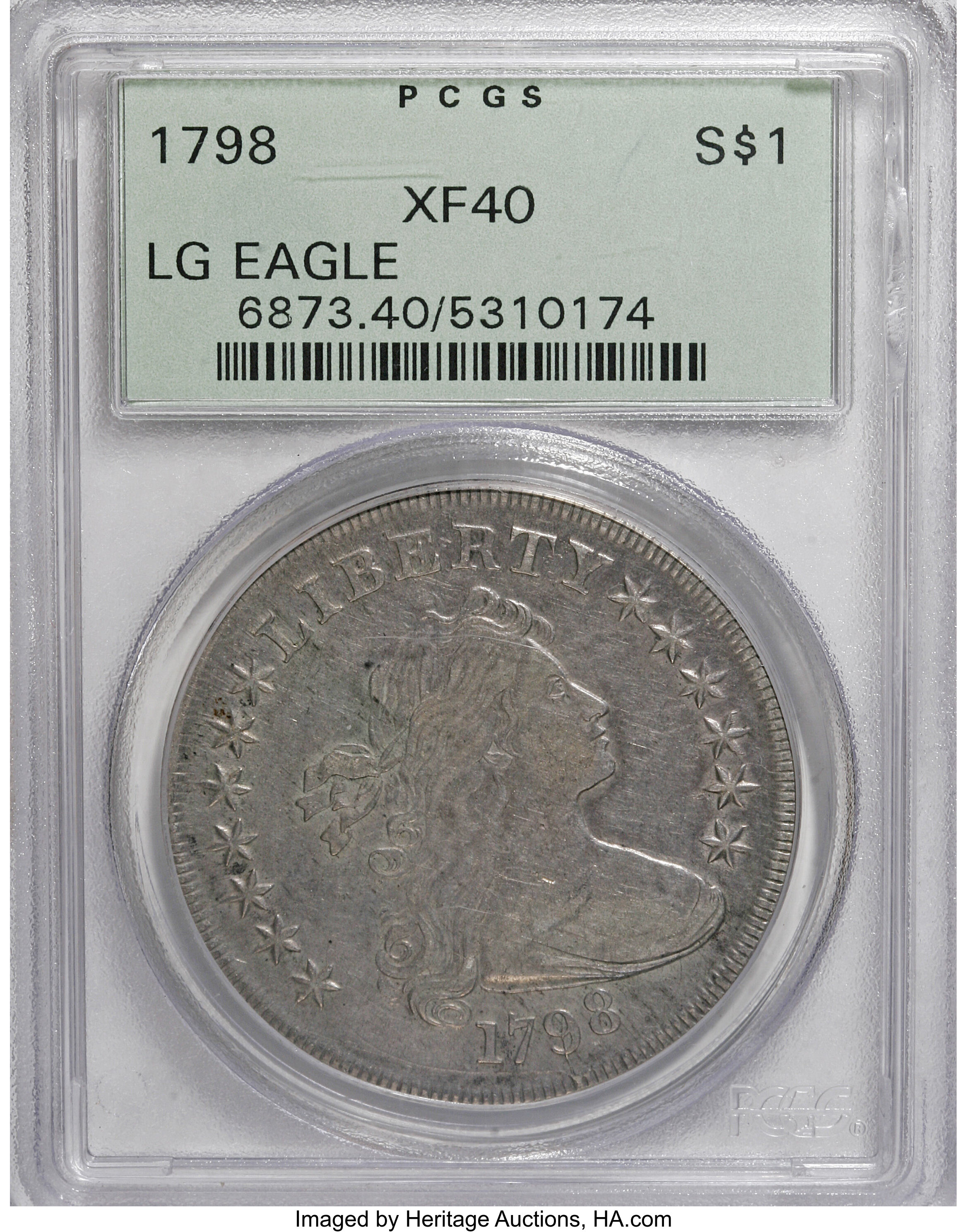 1798 $1  Large Eagle, Pointed 9, Close Date, B-30, BB-116 F15 CAC thumbnail 26