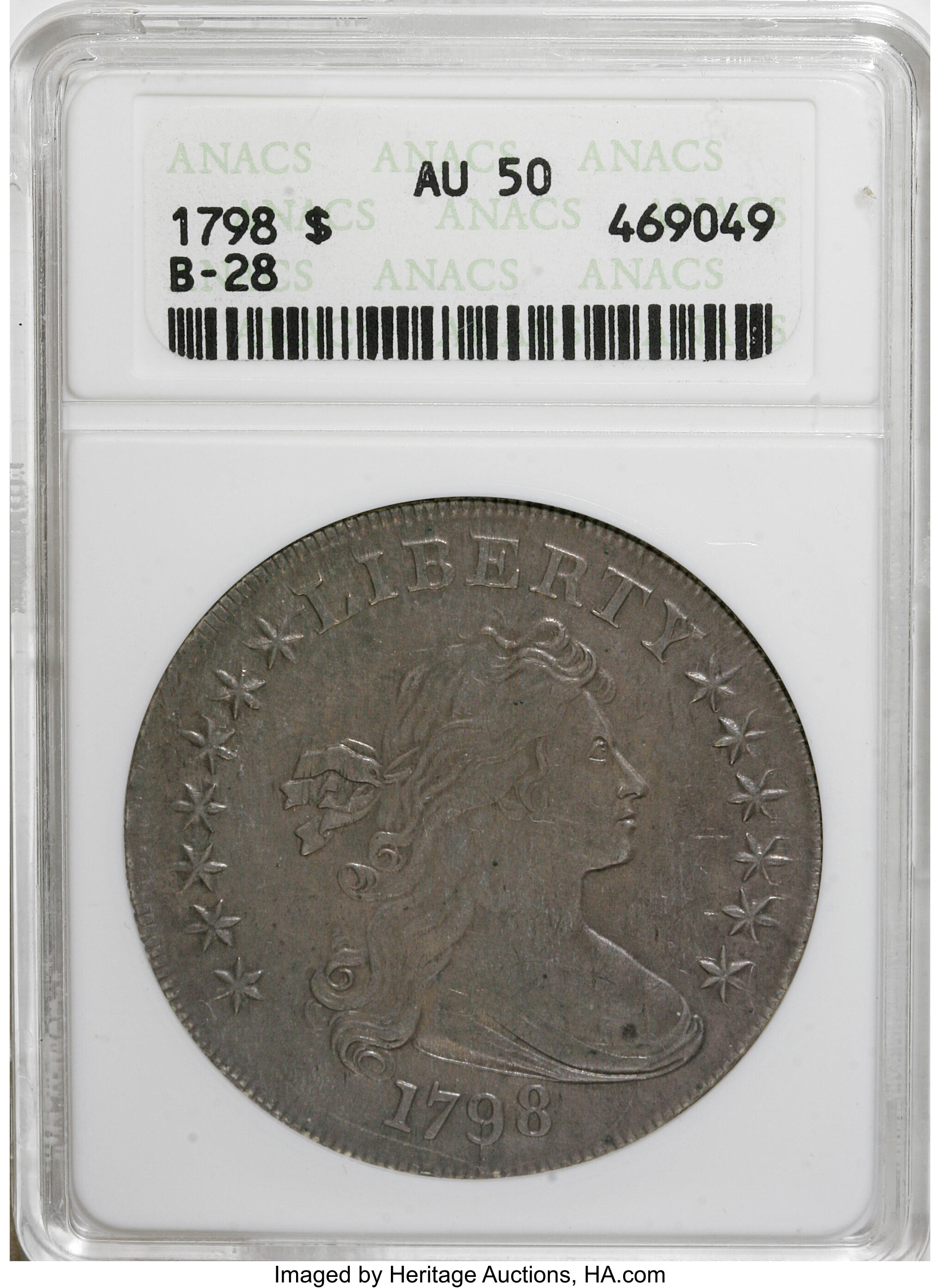 1798 $1  Large Eagle, Pointed 9, Close Date, B-28, BB-118 MS63 thumbnail 20
