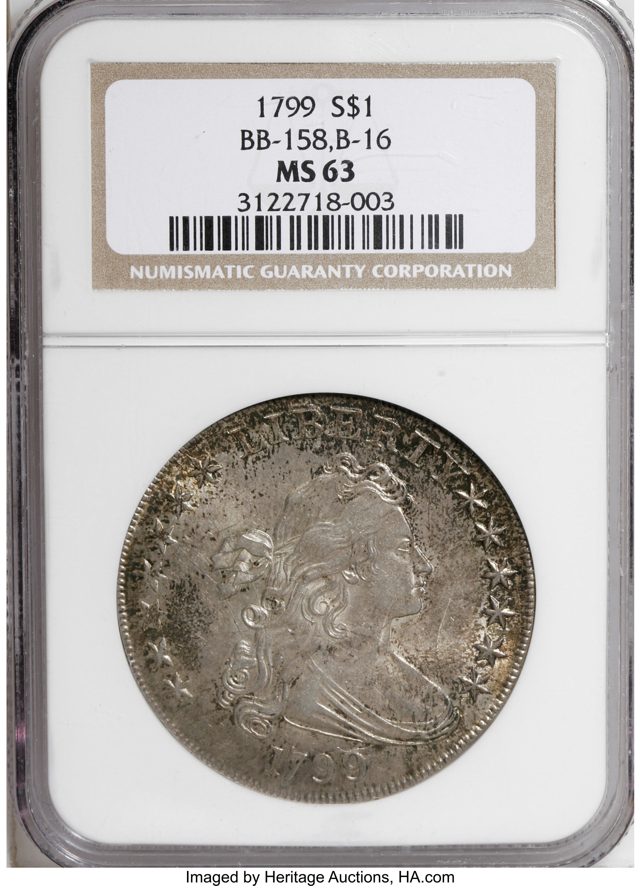 1799 $1  7x6 Stars, B-16, BB-158 MS60 thumbnail 9