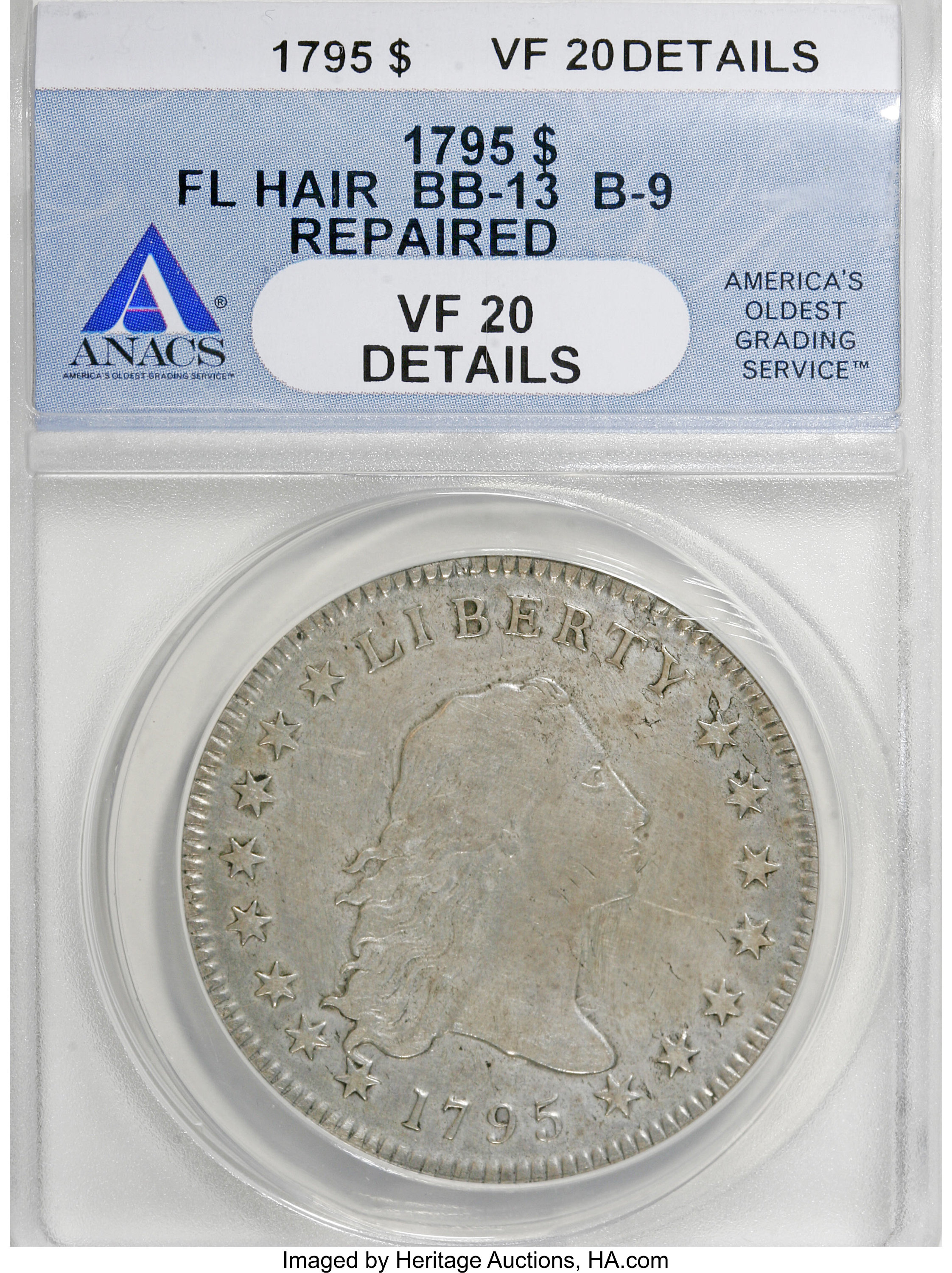 1795 $1  Flowing Hair, 2 Leaves, B-9, BB-13 VF20 thumbnail 4