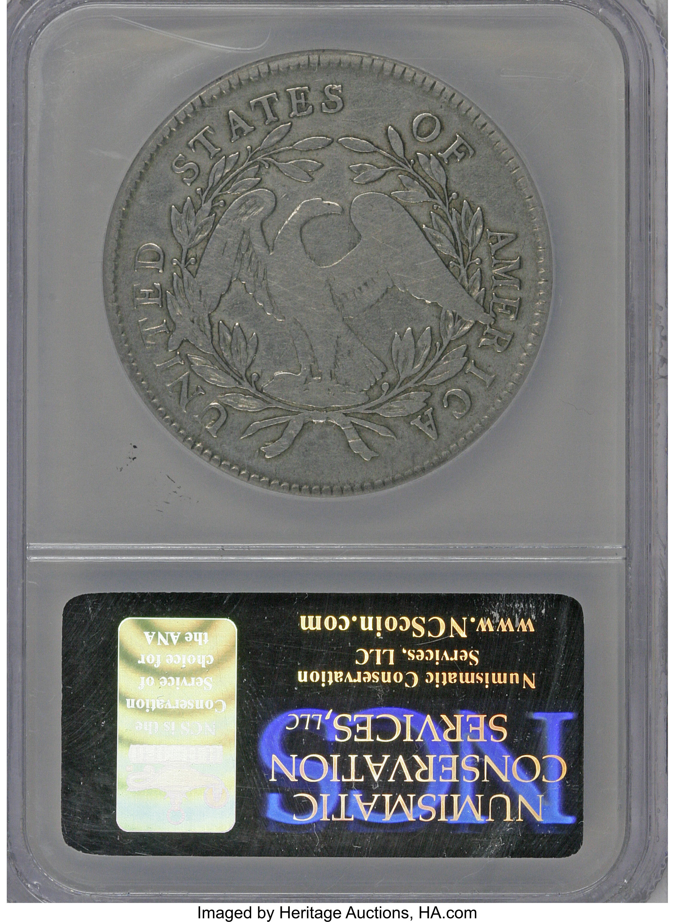 1795 $1  Flowing Hair, Silver Plug, 3 Leaves, B-7, BB-18 VG8 CAC thumbnail 8