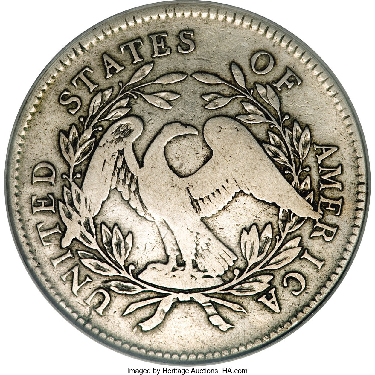 1795 $1  Flowing Hair, Silver Plug, 3 Leaves, B-7, BB-18 VG8 CAC thumbnail 9