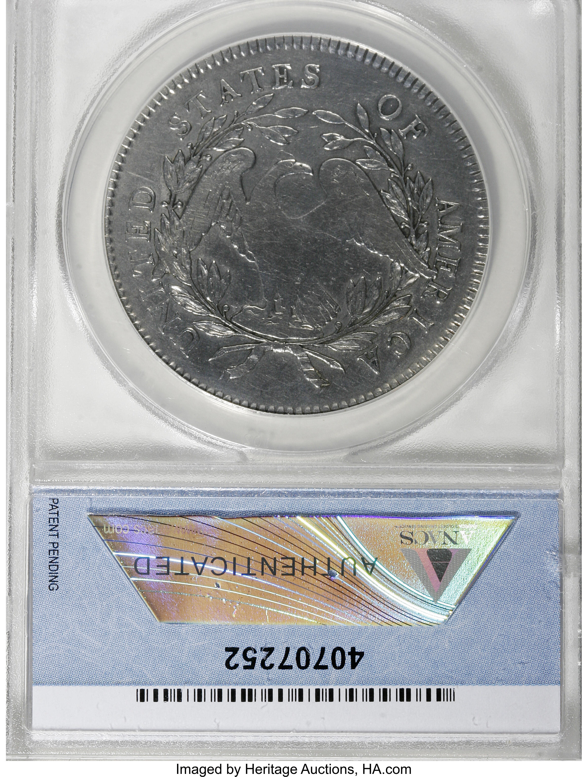 1795 $1  Flowing Hair, Silver Plug, 3 Leaves, B-7, BB-18 VG8 CAC thumbnail 12