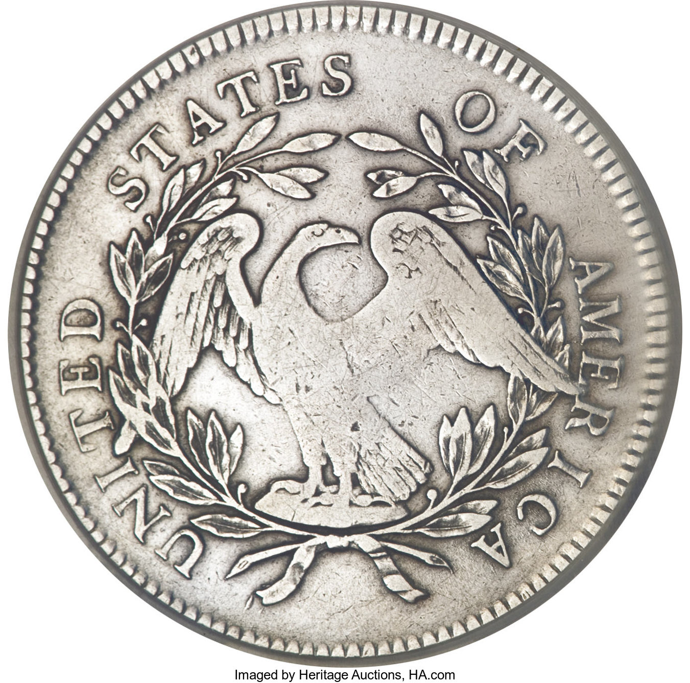 1795 $1  Flowing Hair, Silver Plug, 3 Leaves, B-7, BB-18 VG8 CAC thumbnail 13
