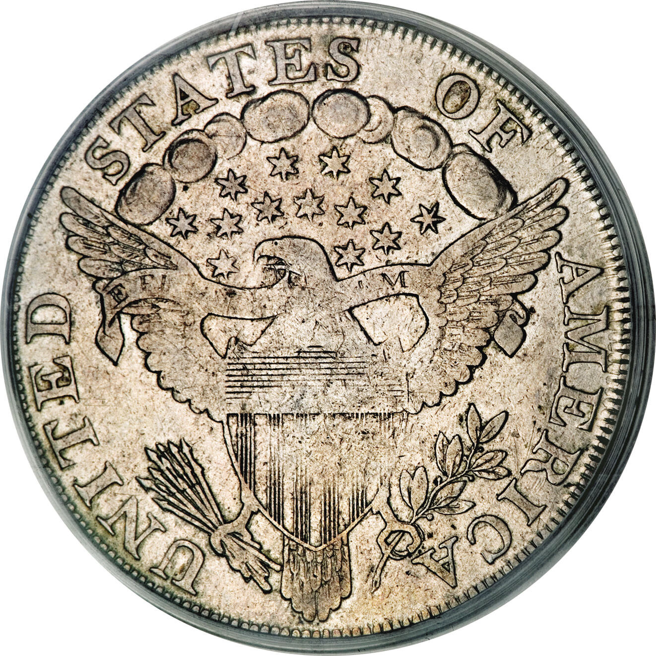 1798 $1  Large Eagle, Knob 9, 4 Vertical Lines, B-7, BB-95 AU50 thumbnail 10