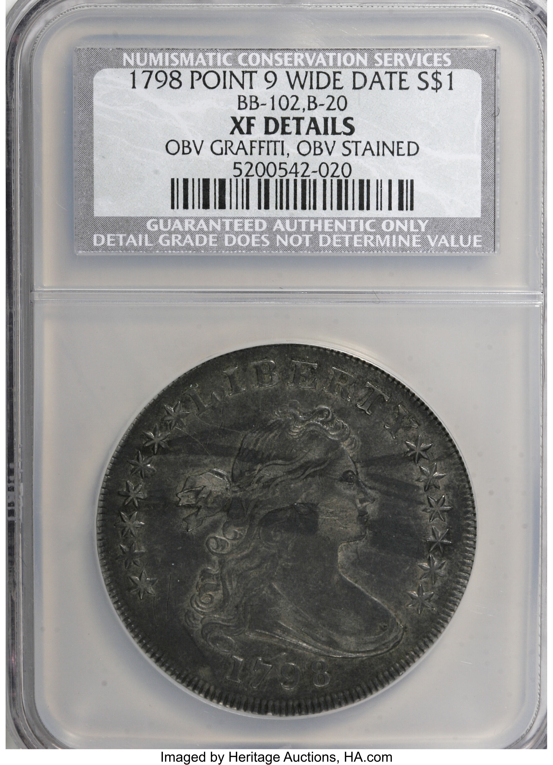 1798 $1  Large Eagle, Pointed 9, Wide Date, B-20, BB-102 G6 thumbnail 22