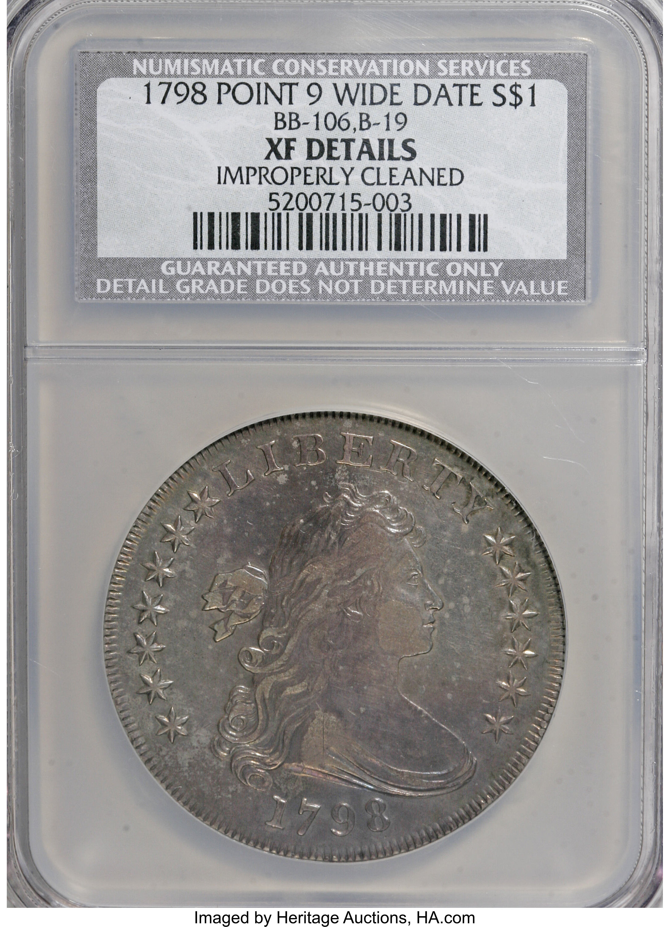 1798 $1  Large Eagle, Pointed 9, Wide Date, B-19, BB-106 VG10 thumbnail 23