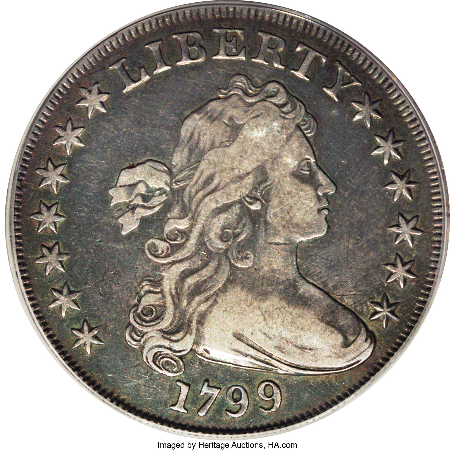 1799 $1 7x6 Stars, B-14, BB-167, R.3 VF30 PCGS. ...