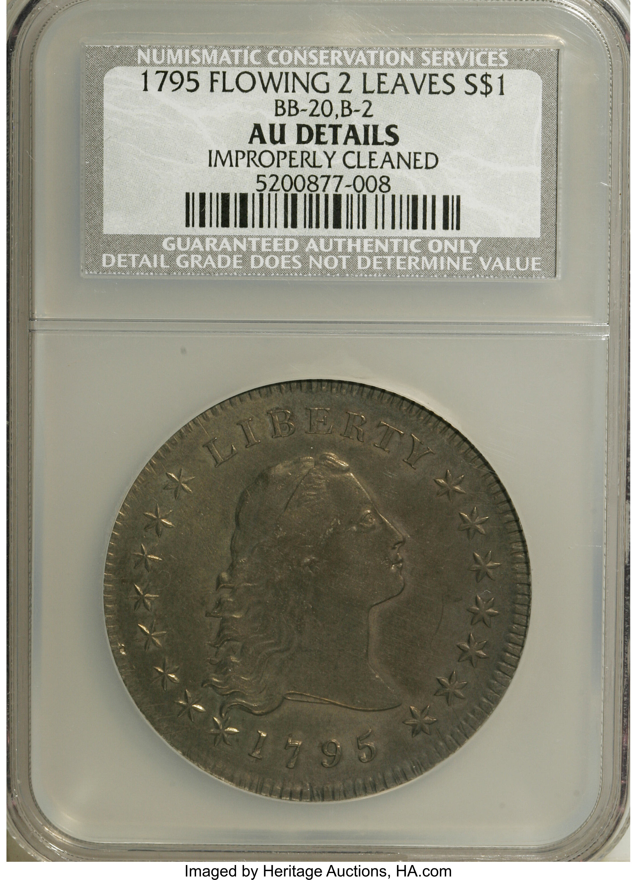 1795 $1  Flowing Hair, 2 Leaves, B-2, BB-20 MS66 thumbnail 24