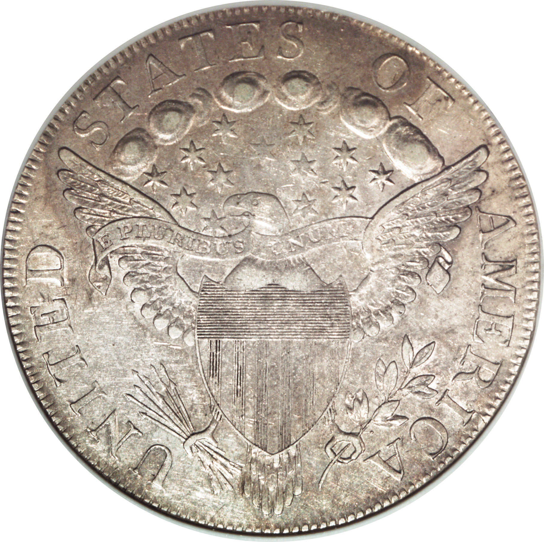 1798 $1  Large Eagle, Knob 9, 10 Arrows, 5 Vertical Lines, B-6, BB-96 MS63 thumbnail 10