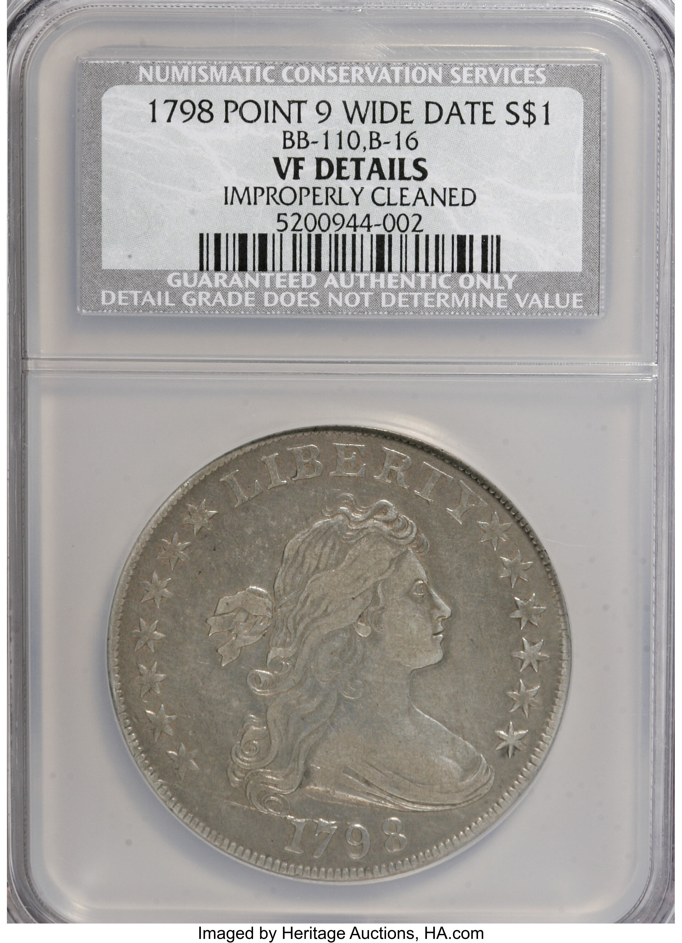 1798 $1  Large Eagle, Pointed 9, Wide Date, B-16, BB-110 F15 thumbnail 8