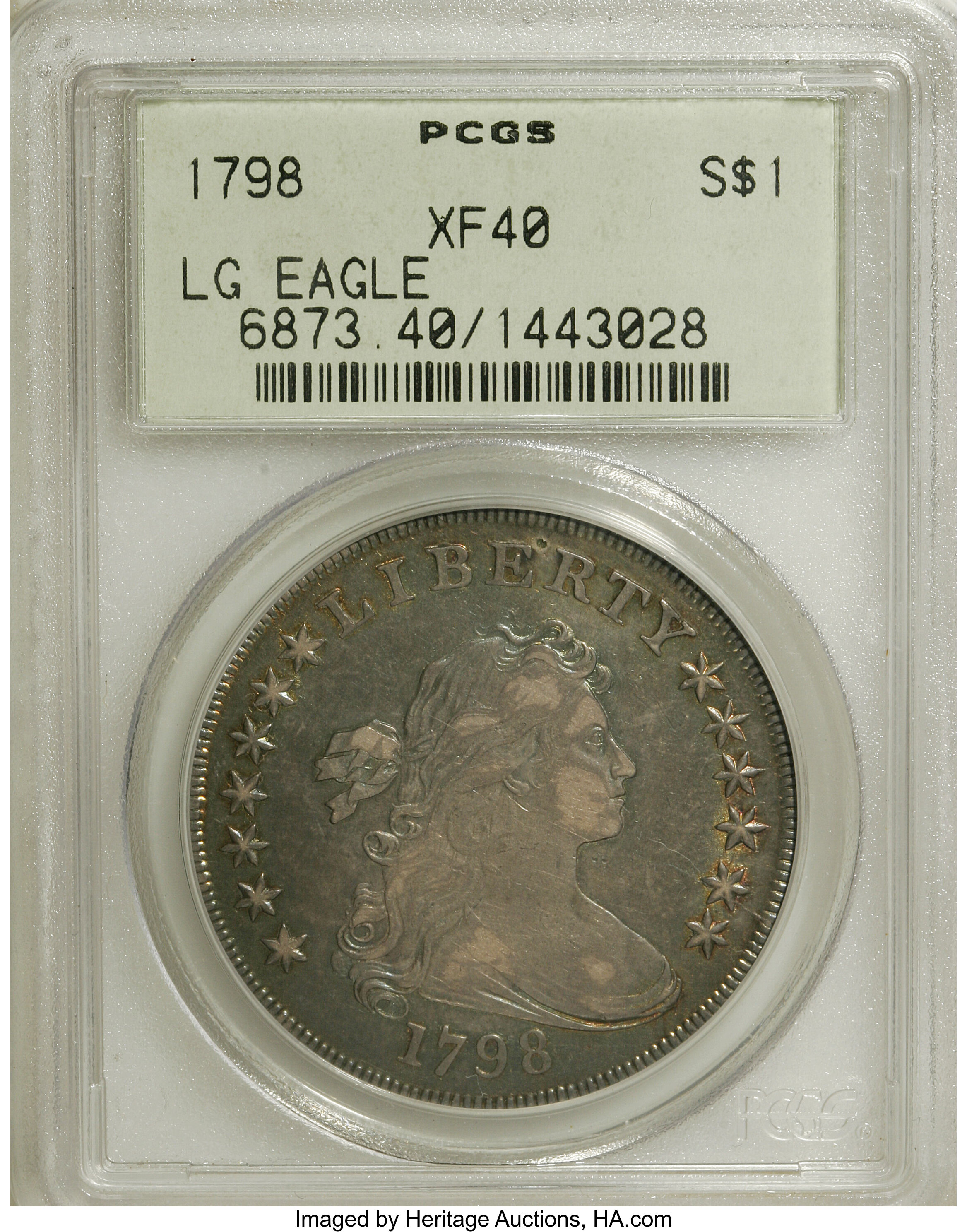 1798 $1  Large Eagle, Pointed 9, 5 Berries, B-24, BB-124 XF40 thumbnail 8