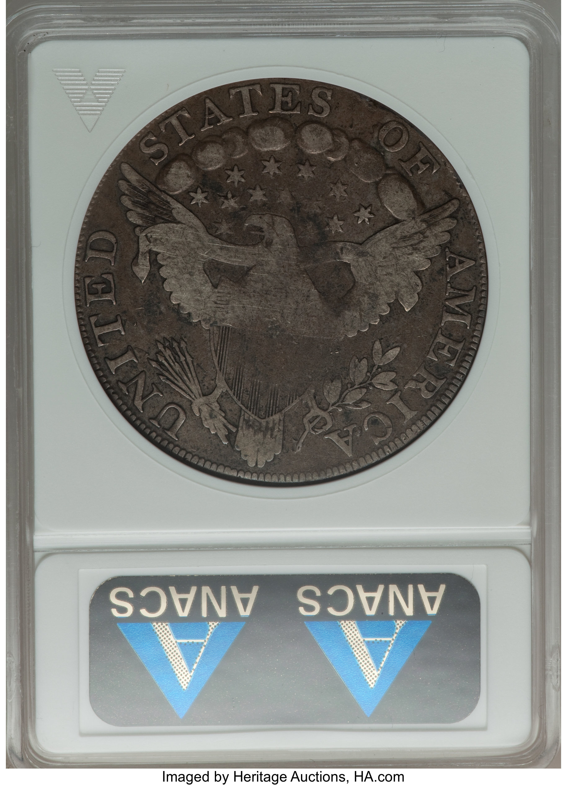 1798 $1  Large Eagle, Knob 9, 4 Vertical Lines, B-3, BB-94 VG10 CAC thumbnail 2