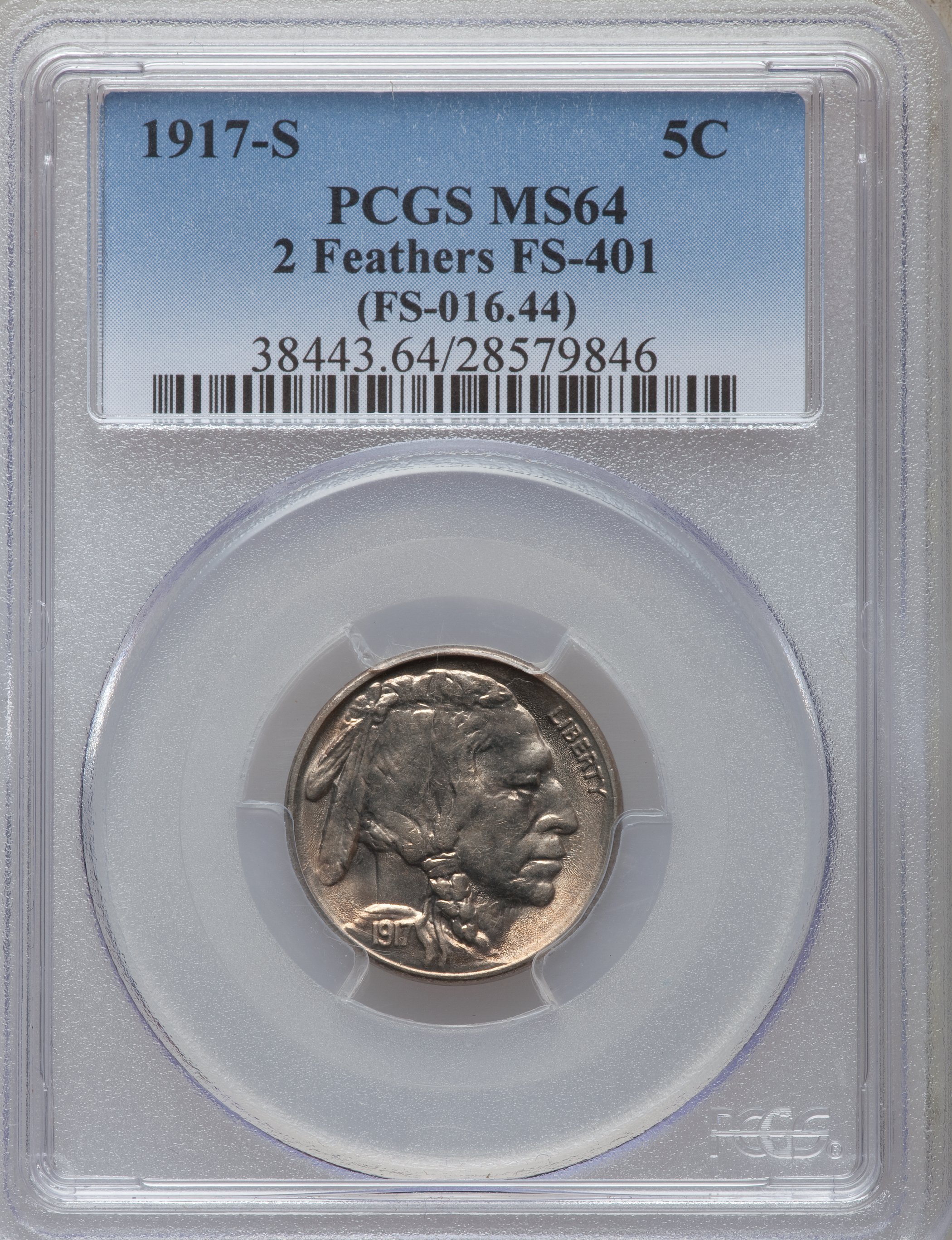 1917-S 5C Two Feathers MS64 PCGS. FS-401. ...