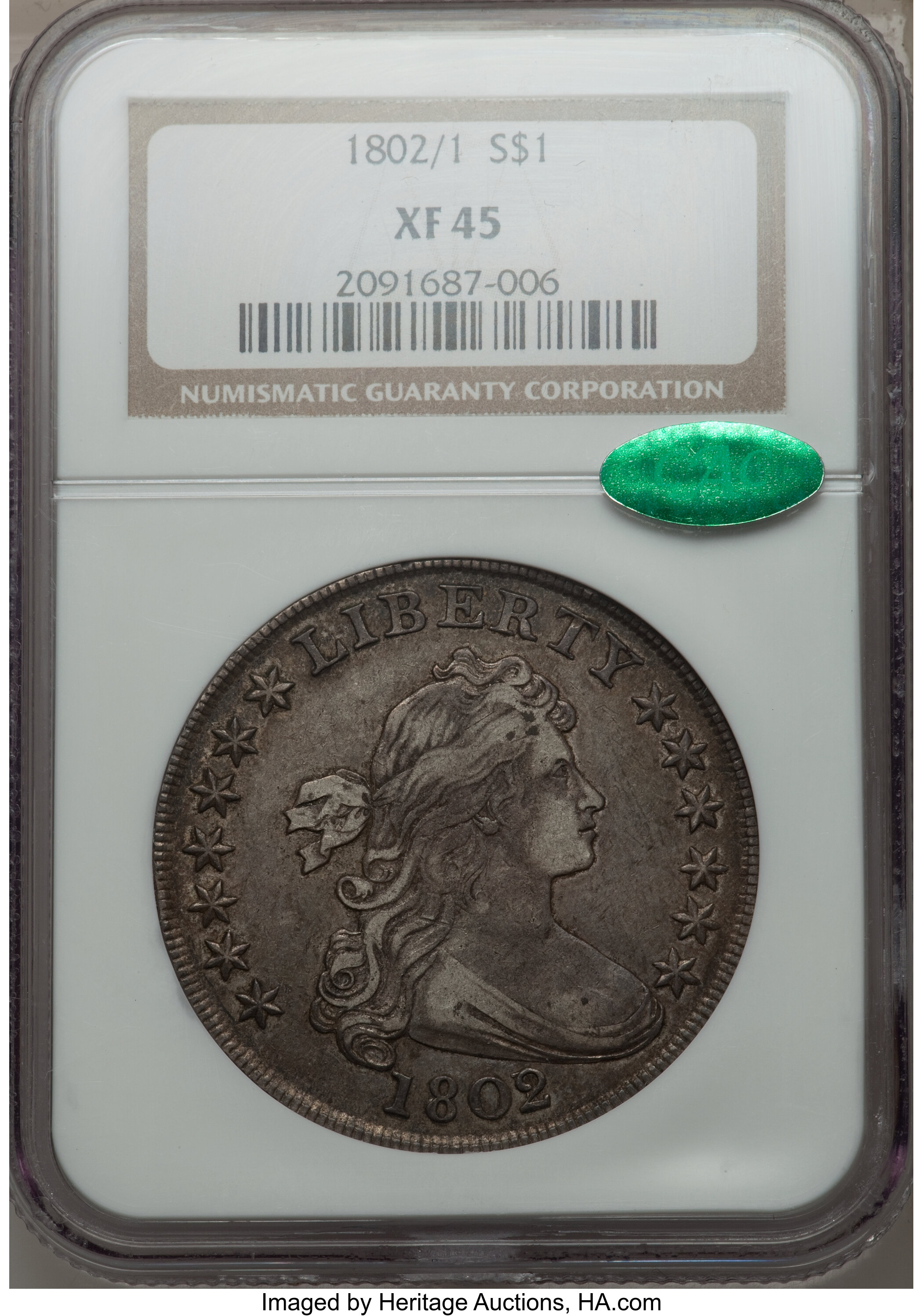 1802/1 $1  Wide Date, B-2, BB-233 AU55 thumbnail 13