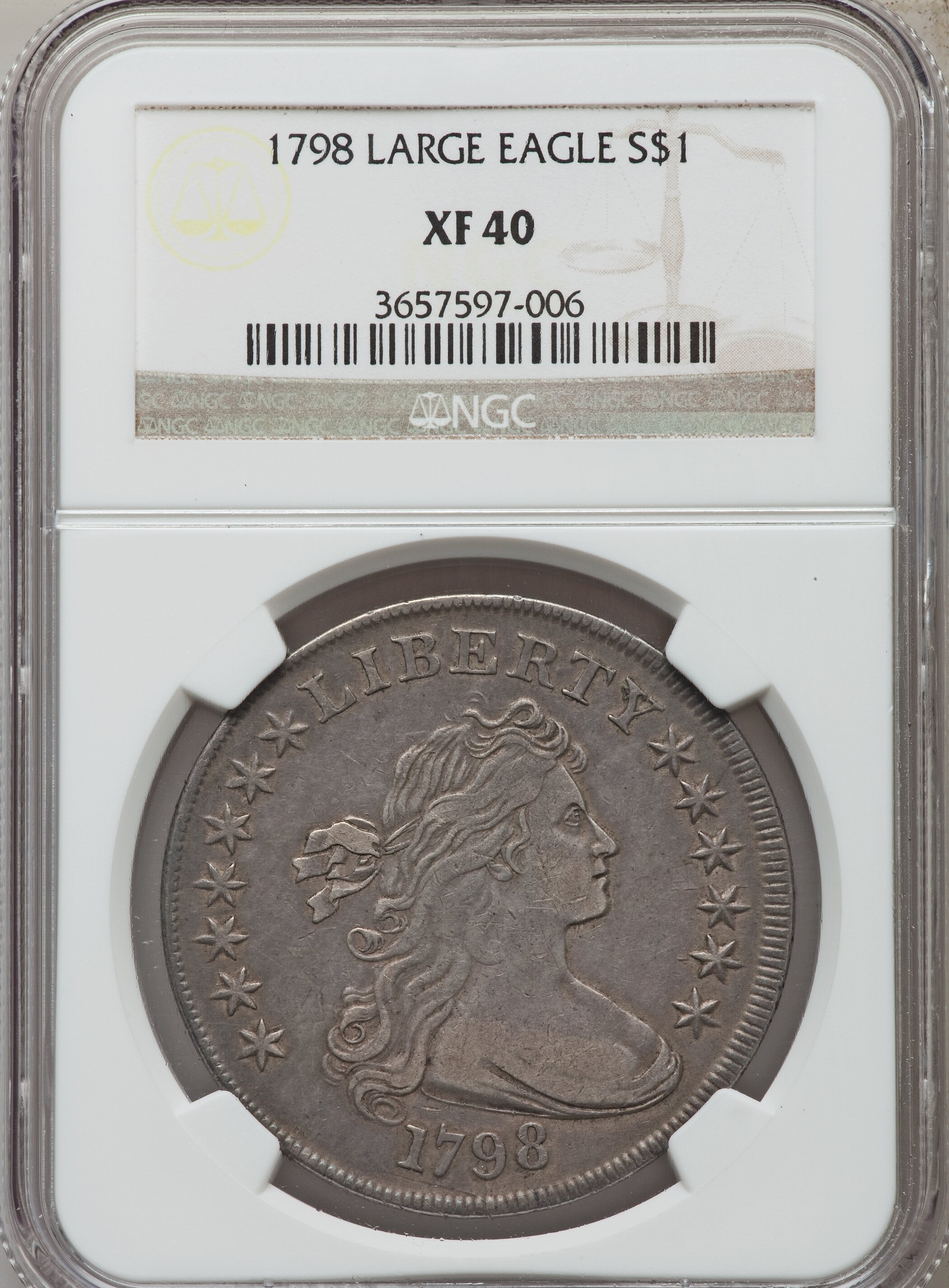 1798 $1  Large Eagle, Pointed 9, Close Date, B-26, BB-114 F15 thumbnail 19