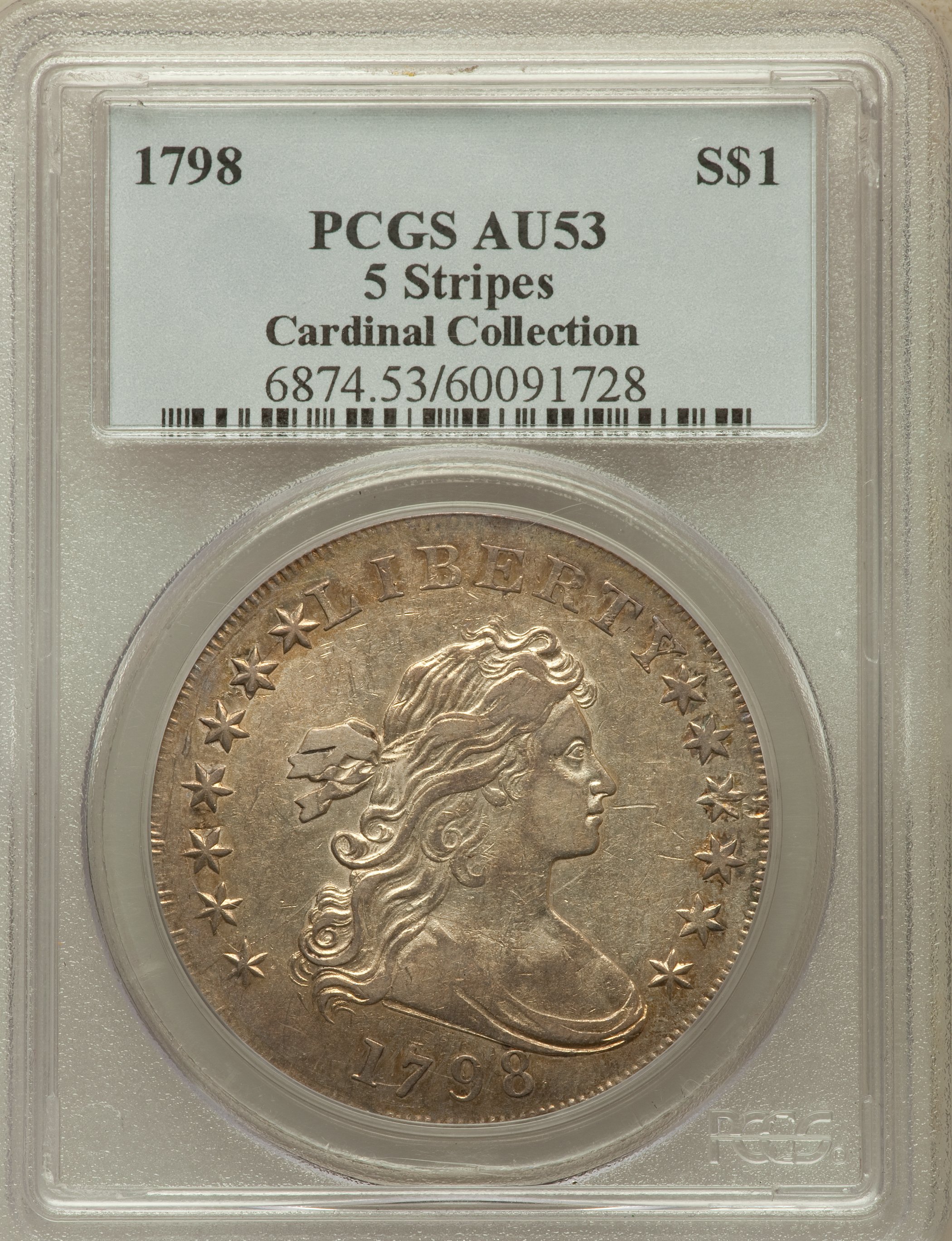 1798 $1  Large Eagle, Pointed 9, 10 Arrows, 5 Vertical Lines, B-17, BB-101 VG10 thumbnail 22