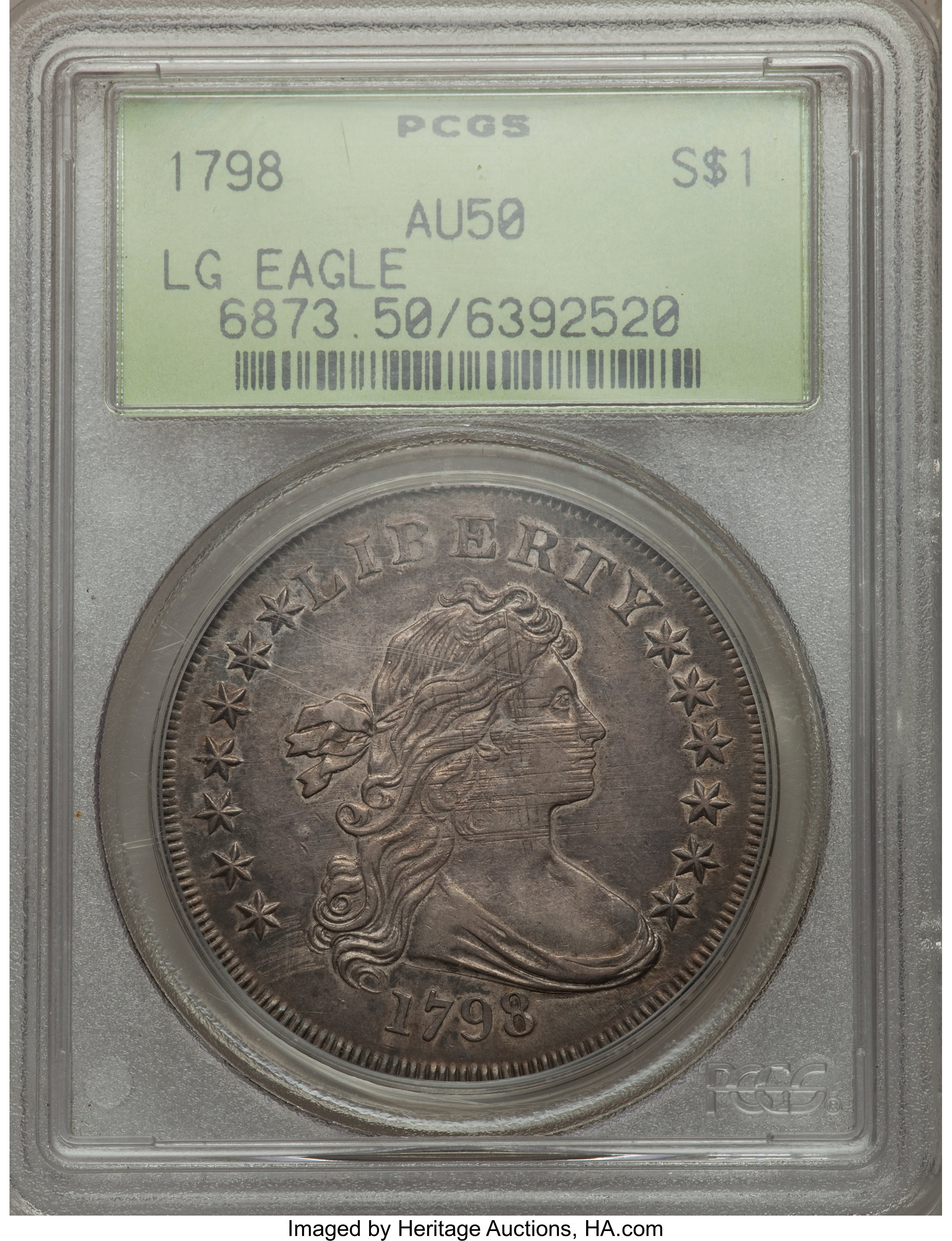 1798 $1  Large Eagle, Pointed 9, Close Date, B-9, BB-121 AU50 thumbnail 4