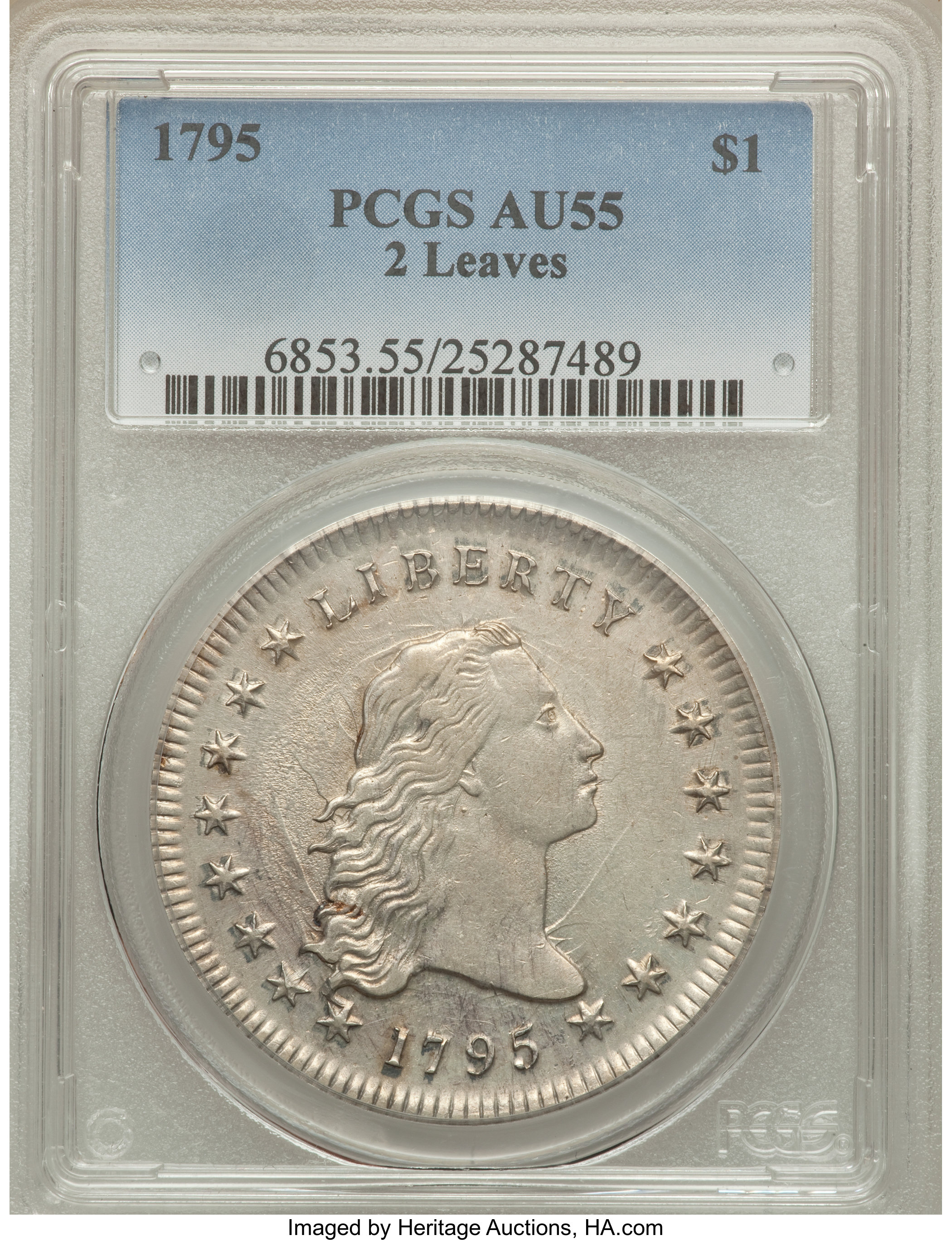 1795 $1  Flowing Hair, 2 Leaves, B-9, BB-13 MS66 thumbnail 14