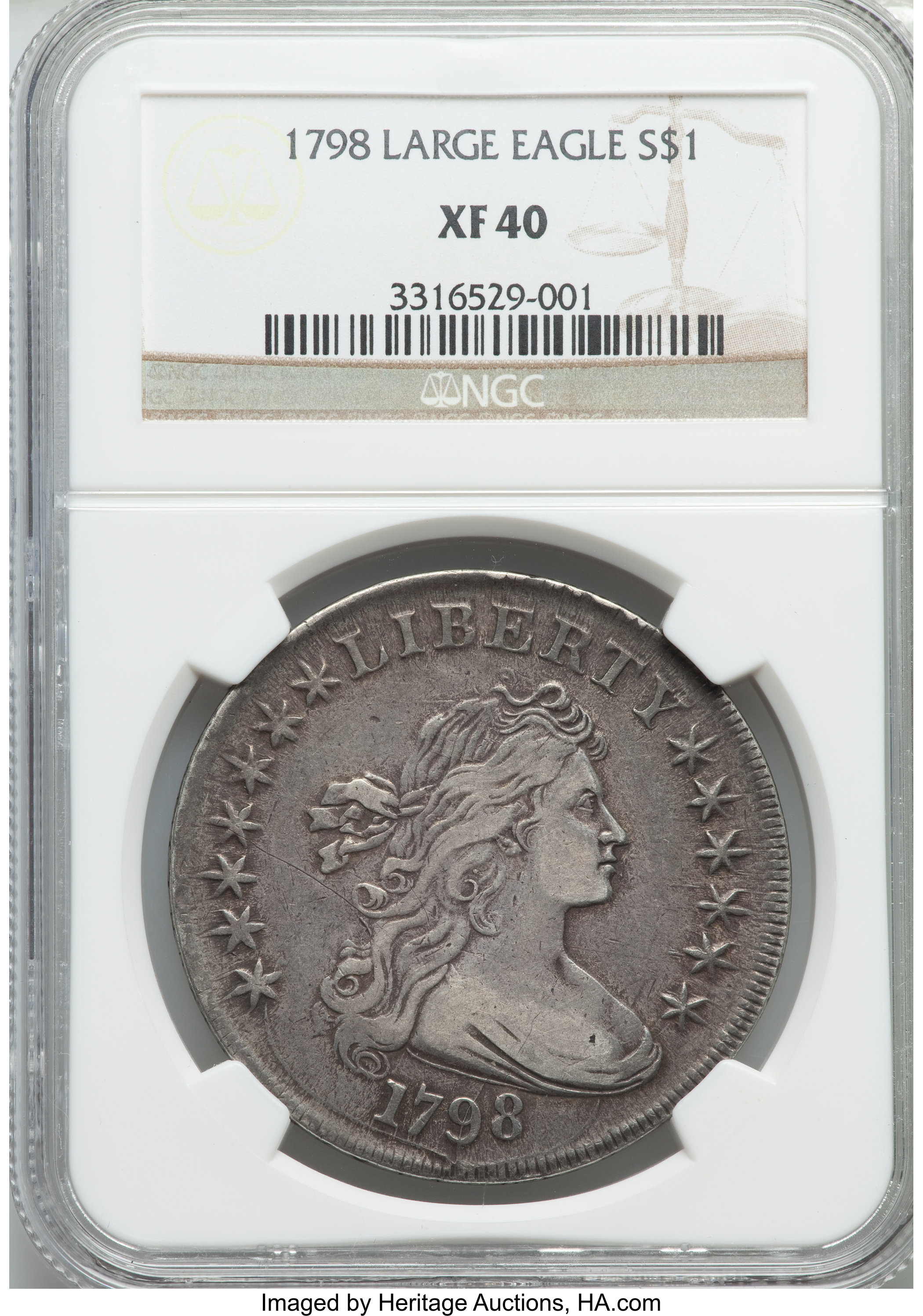 1798 $1  Large Eagle, Pointed 9, Close Date, B-29, BB-119 XF40 thumbnail 17
