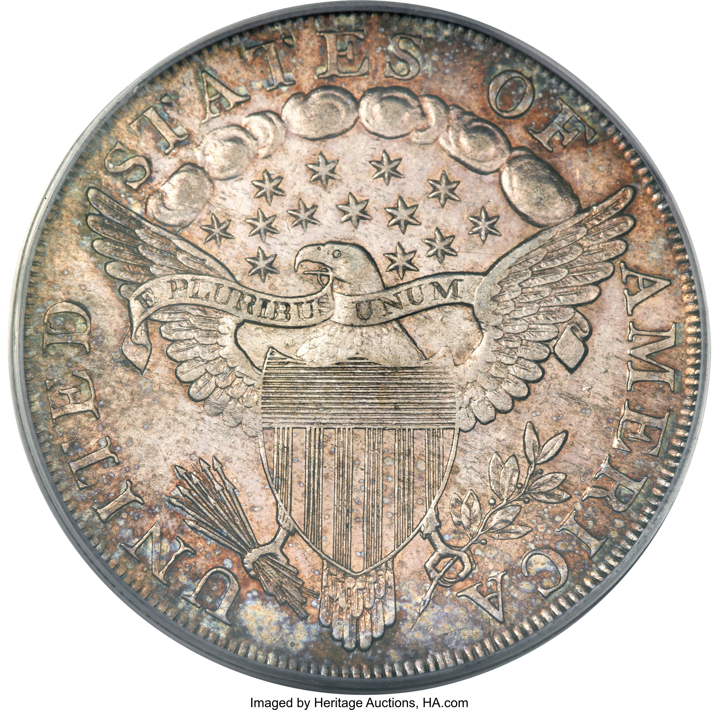 1798 $1  Large Eagle, Pointed 9, Close Date, B-9, BB-121 AU58 CAC thumbnail 3