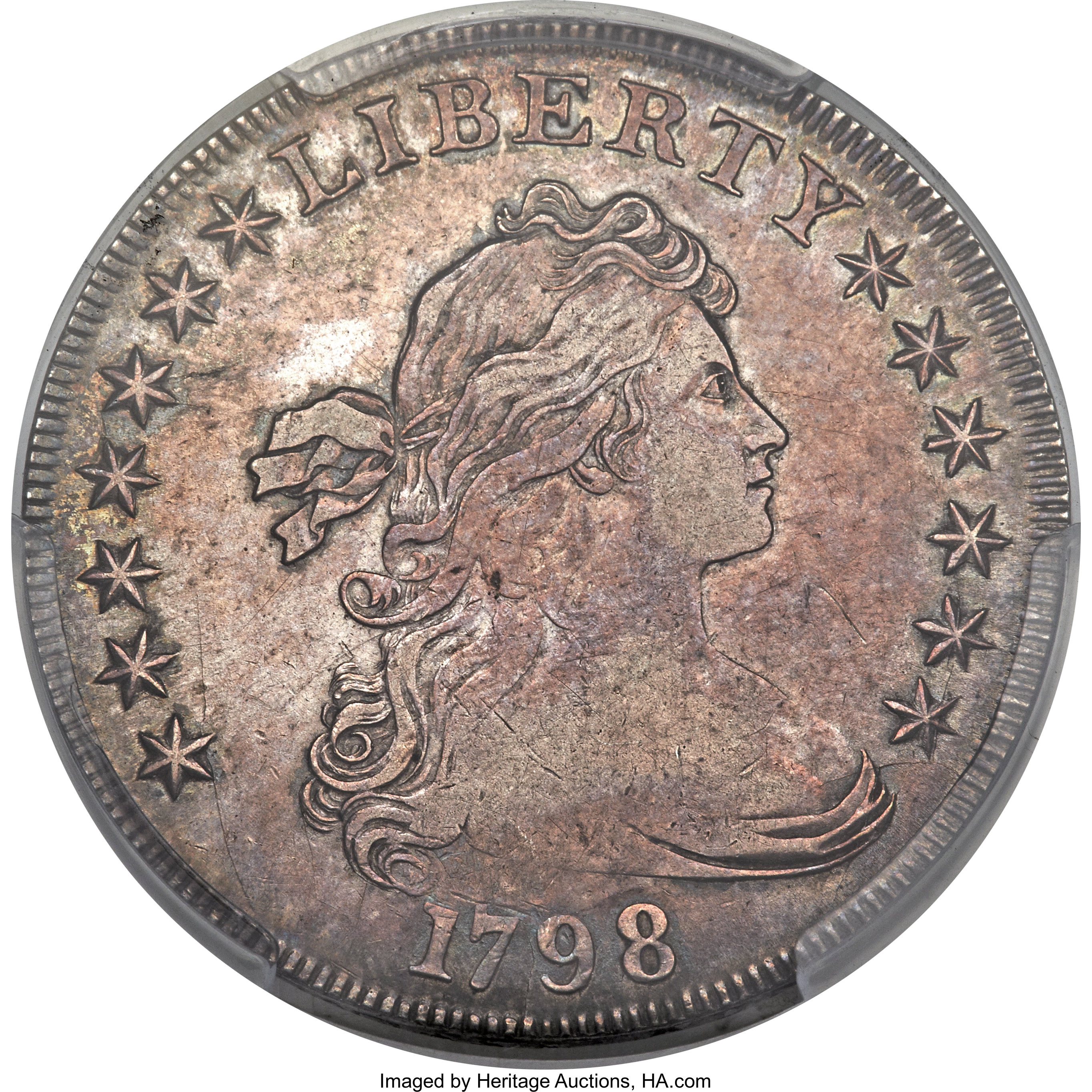 1798 $1 Large Eagle, Pointed 9, Wide Date, B-12, BB-120, R.4, AU50 PCGS. ...