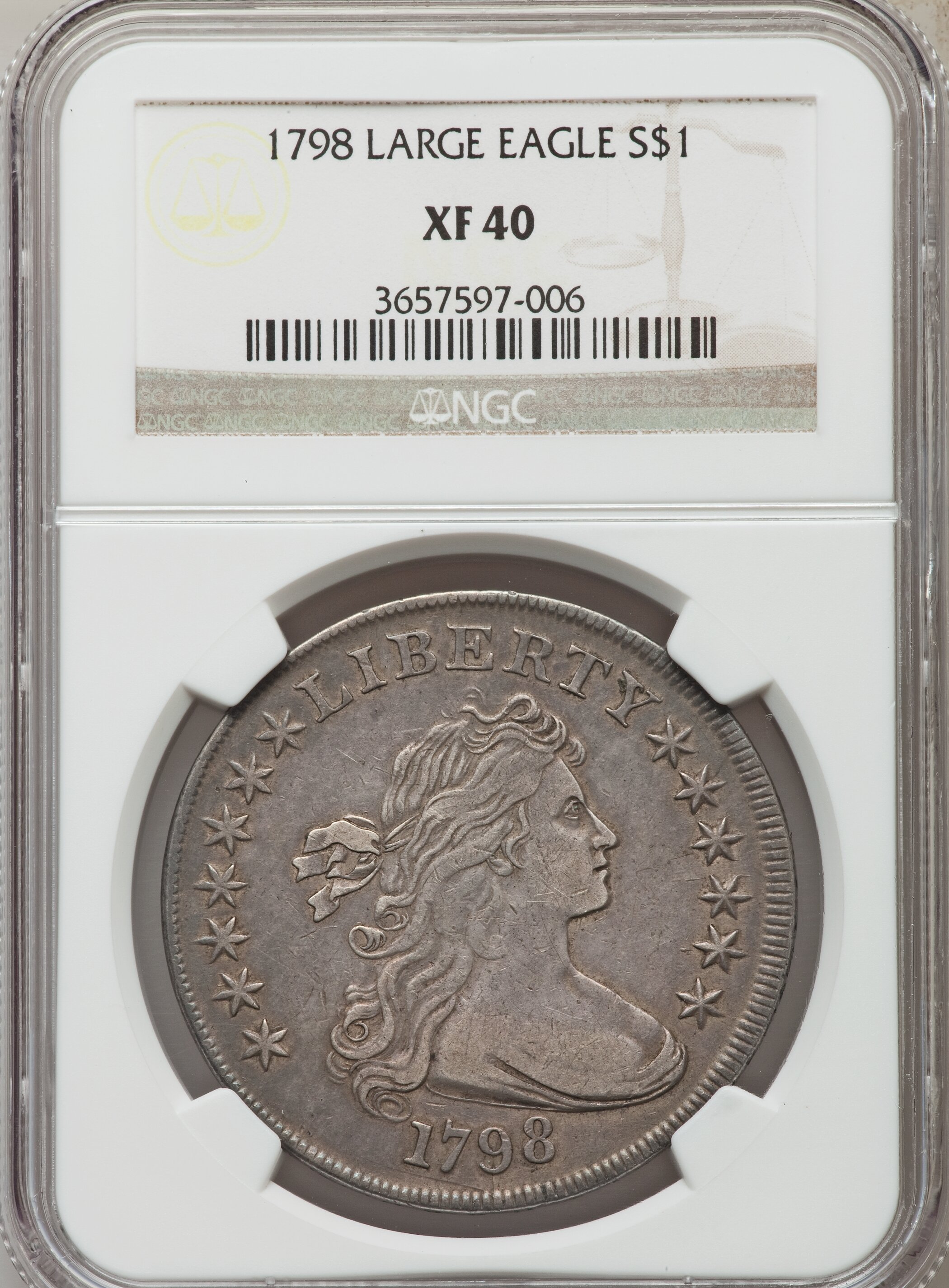 1798 $1  Large Eagle, Pointed 9, Close Date, B-26, BB-114 F15 thumbnail 15