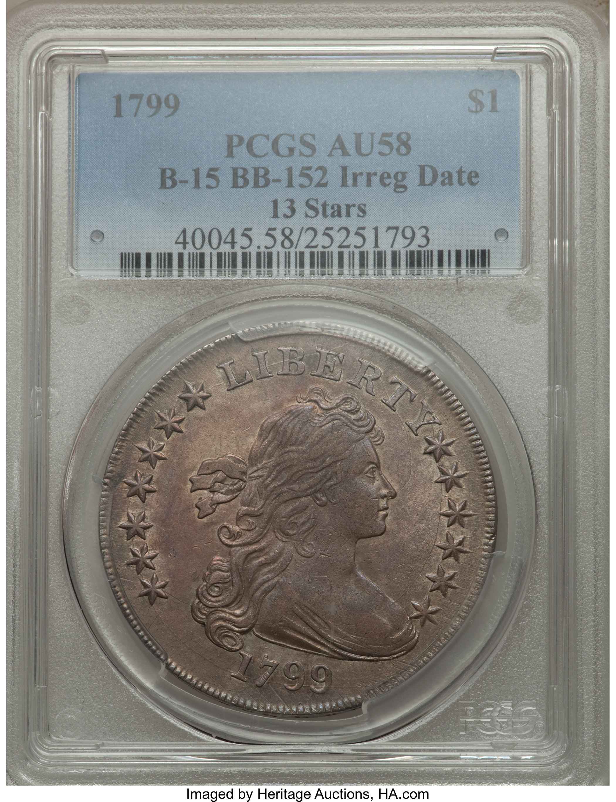 1799 $1  Irregular Date, 13 Stars, B-15, BB-152 MS64 thumbnail 9