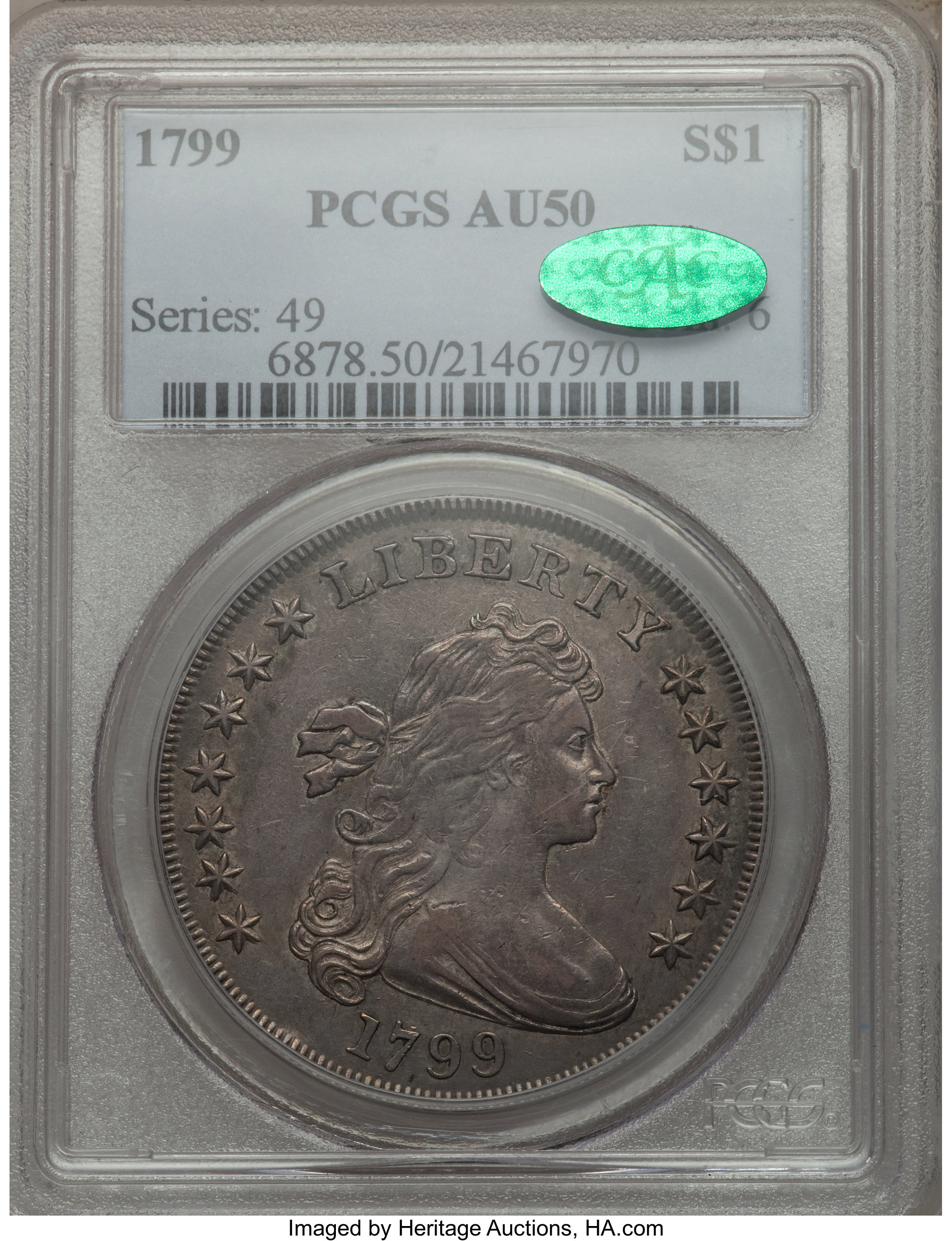 1799 $1  7x6 Stars, B-18, BB-154 VF35 CAC thumbnail 27