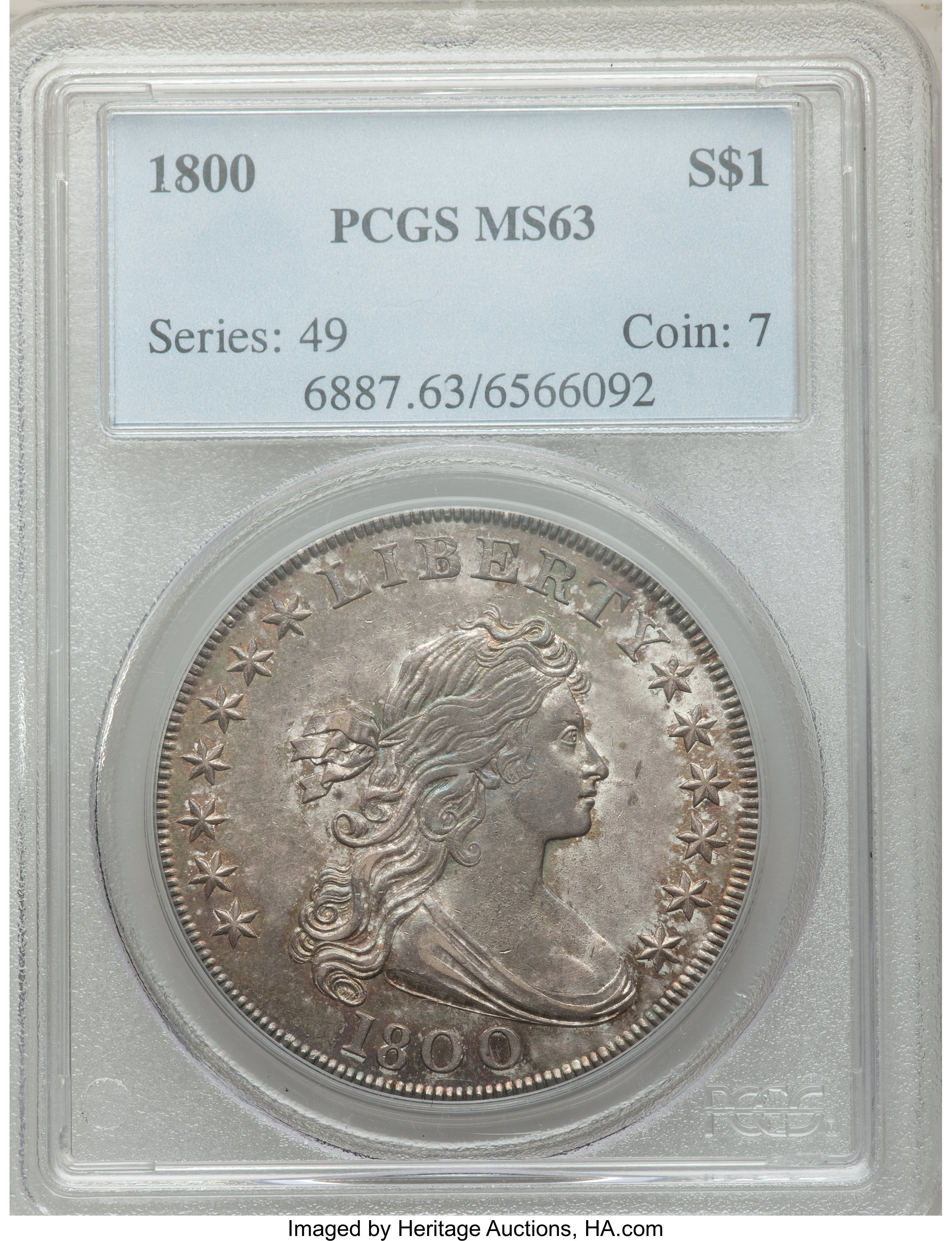 1800 $1  Wide Date, Low 8 MS60 thumbnail 8