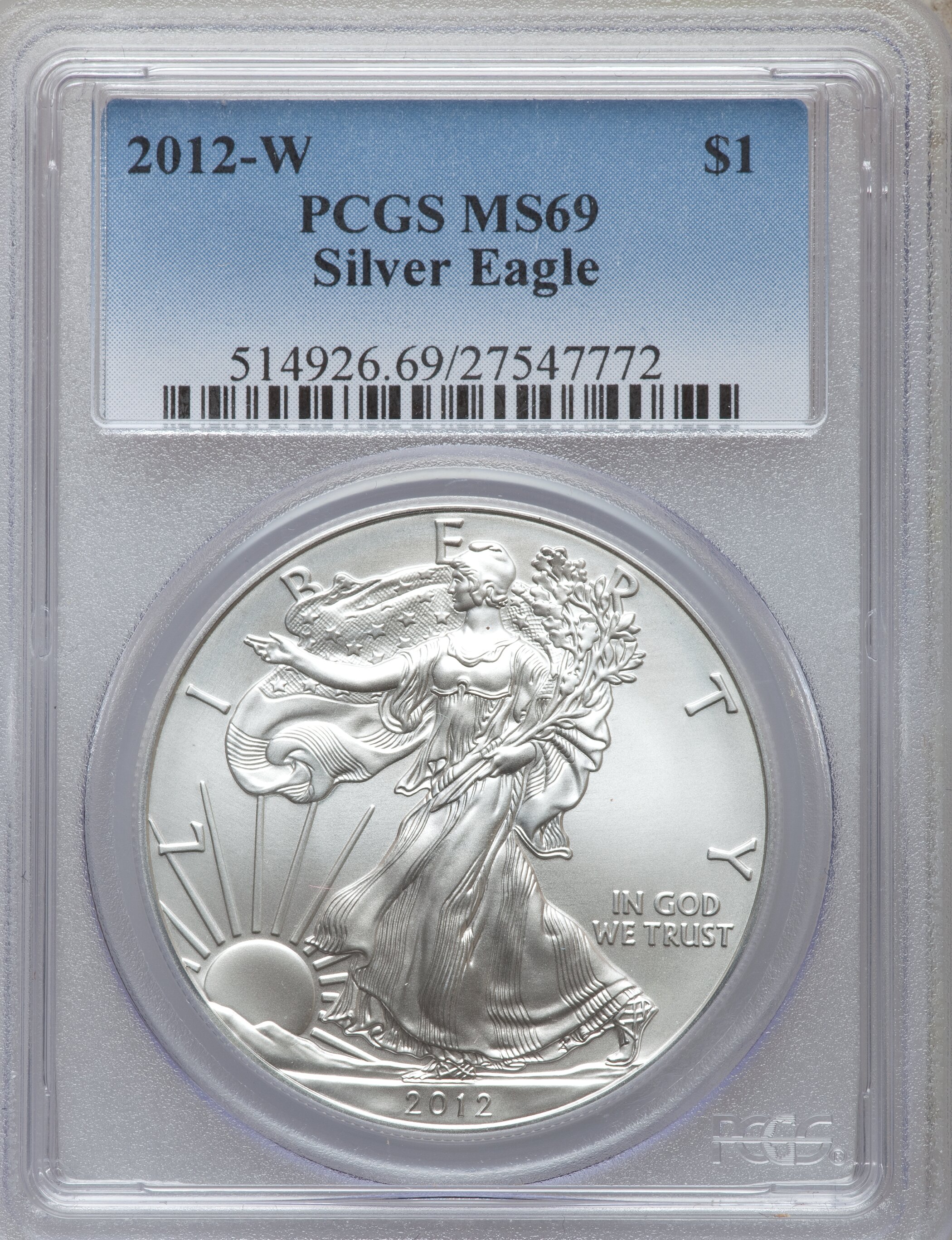 2012-W $1  Silver Eagle, Burnished MS66 thumbnail 23