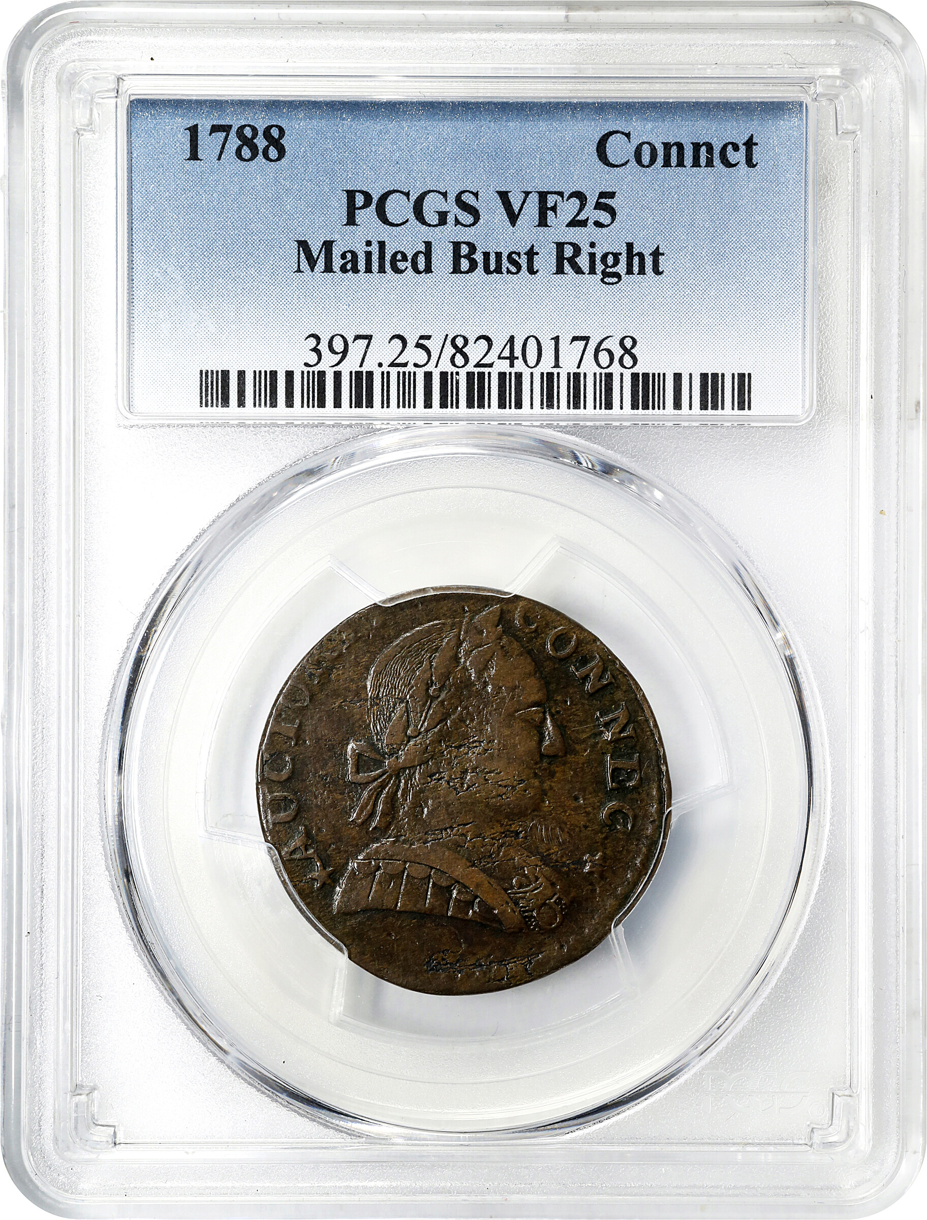 1788 Copper Connecticut, Mailed Bust Right MS BN VF25 BN thumbnail 3