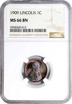 image for: 1909 Lincoln Cent. MS-66 BN (NGC).