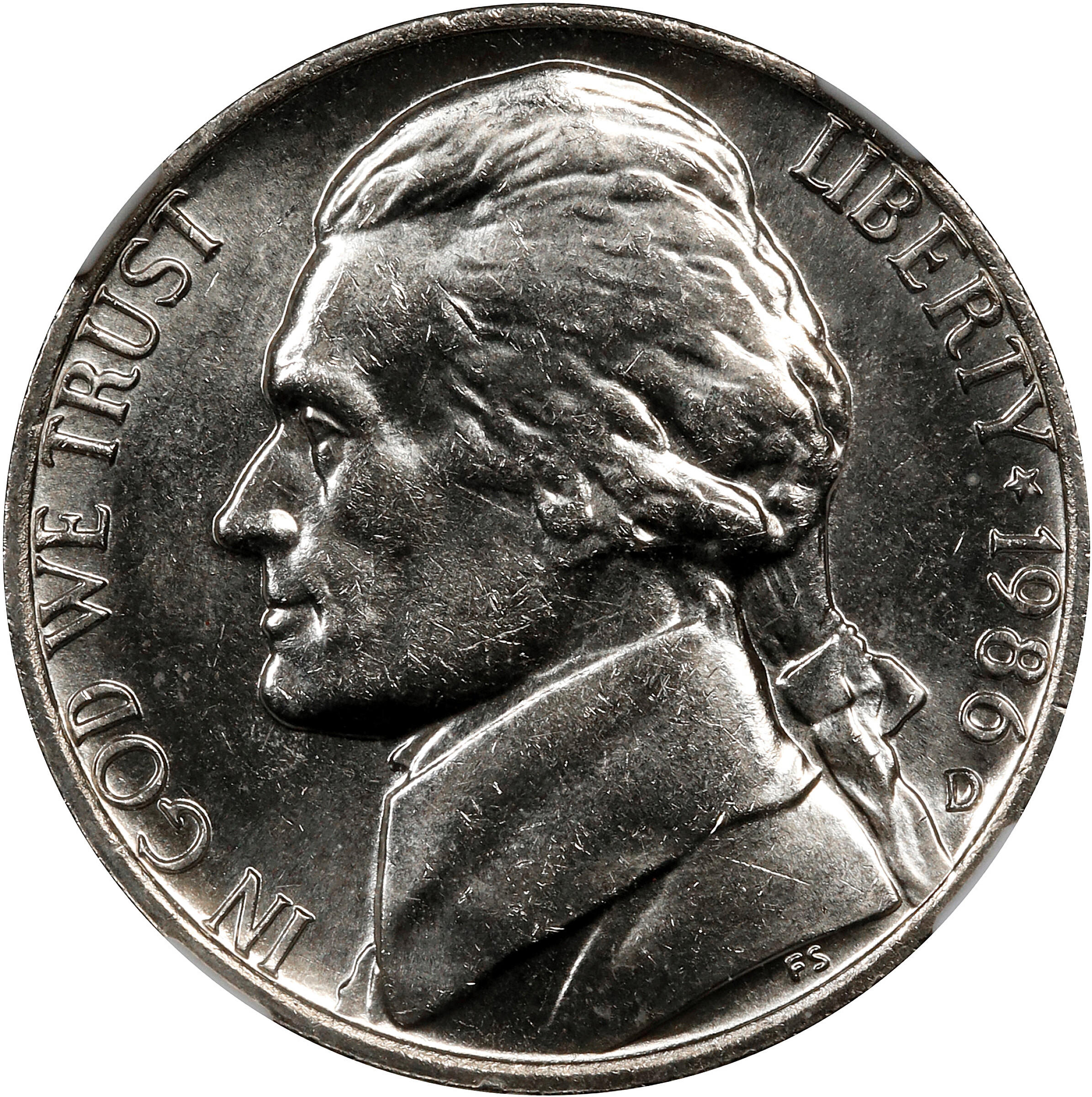 1986-D Jefferson Nickel. MS-66 5FS (NGC).