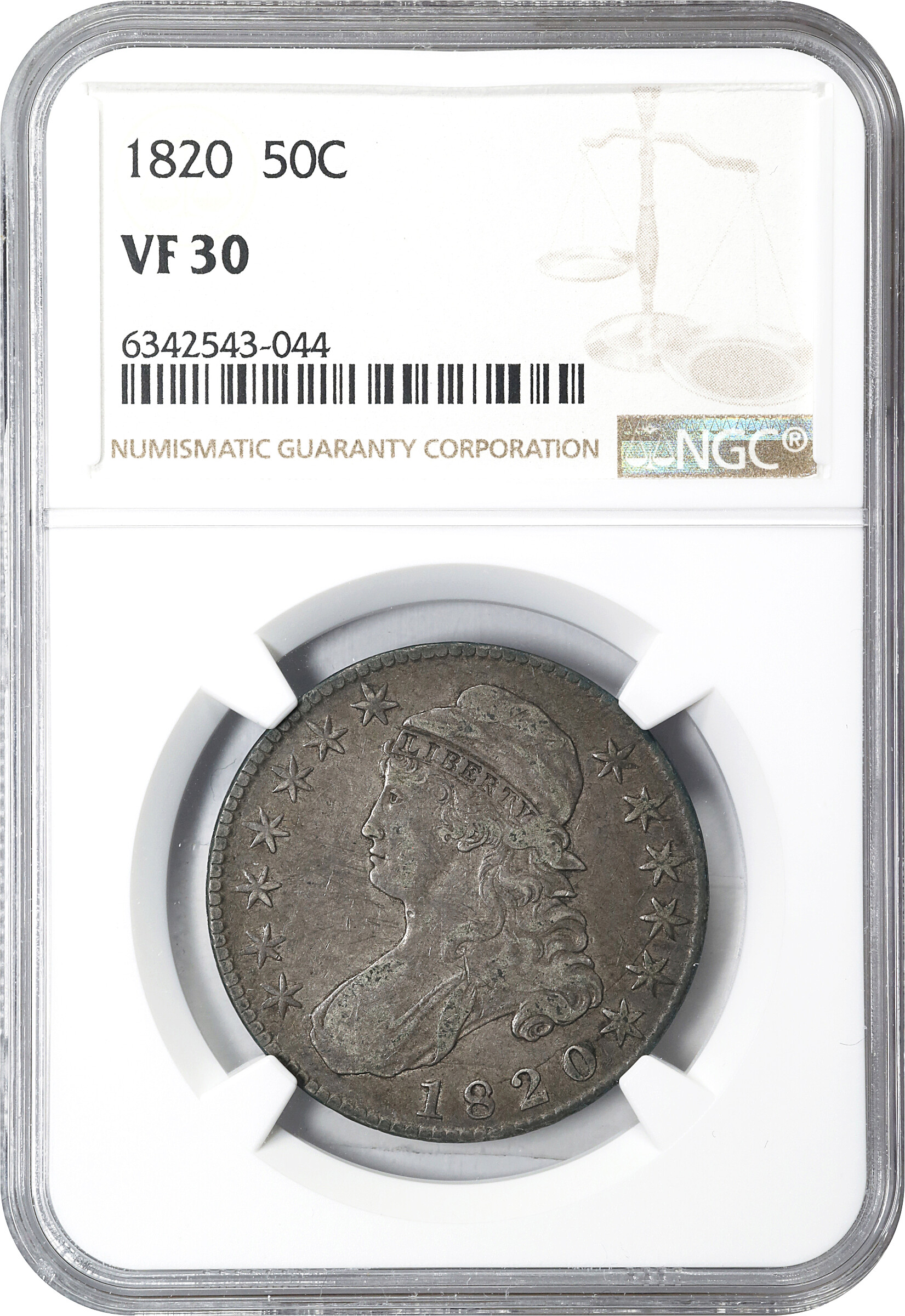 1820 50c Curl Base 2, Small Date VF25 thumbnail 9