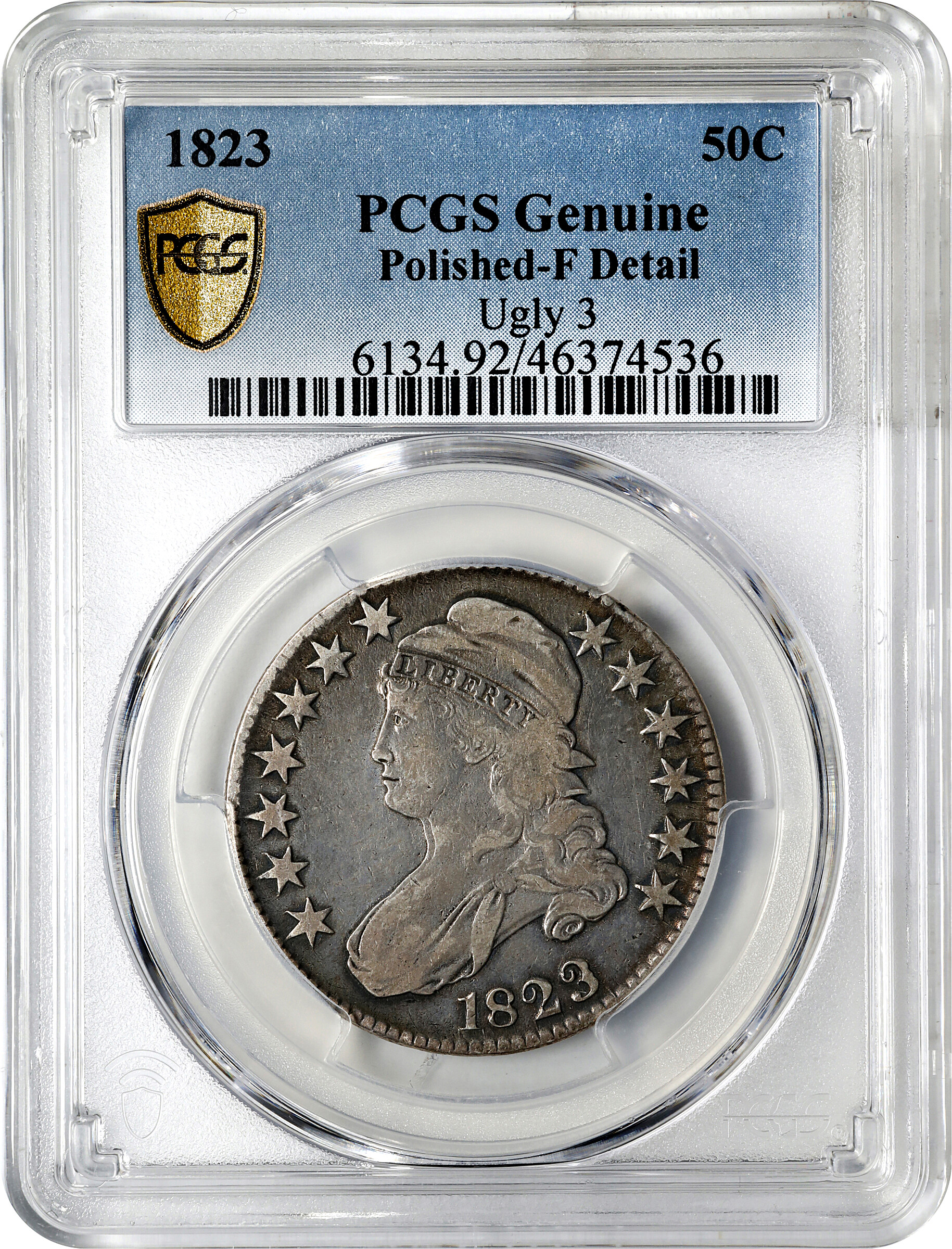 1823 50c Ugly 3 G6 CAC thumbnail 9