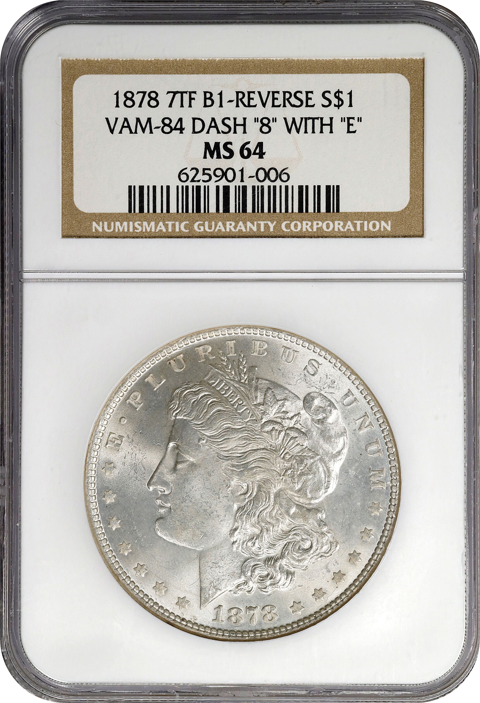 1878 7TF $1  Reverse of 1878, Weak L, Broken D, VAM-84 MS64 thumbnail 8