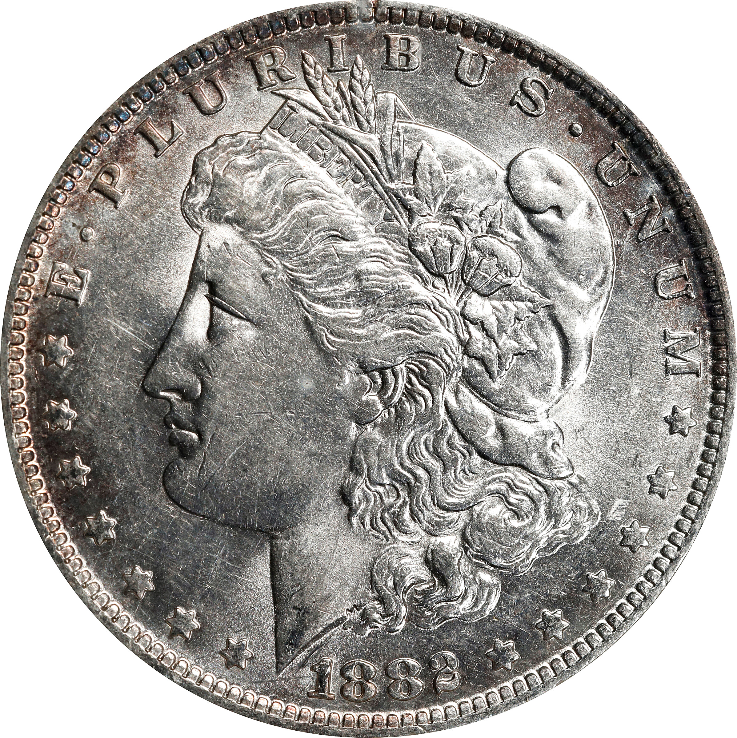 1882-O/S Morgan Silver Dollar. VAM-4. Top 100 Variety. Strong, O/S Recessed. AU-58 (ANACS). OH.