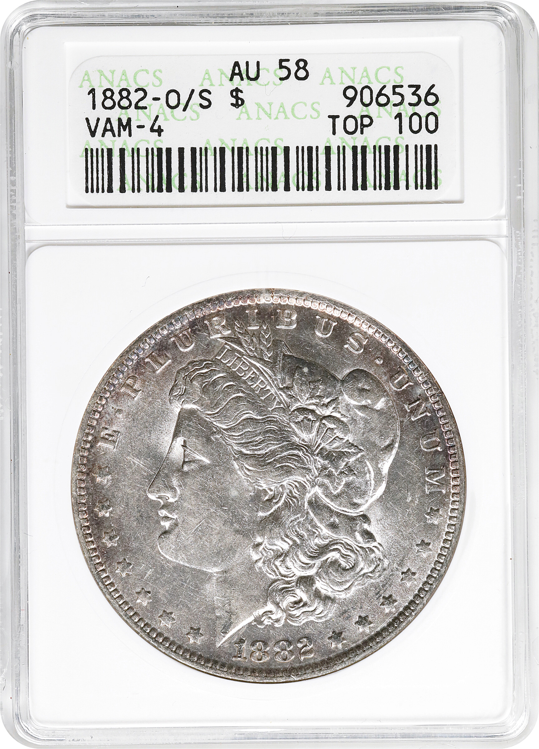 1882-O/S $1  O/S Recessed EDS, VAM-4 AU58 thumbnail 3