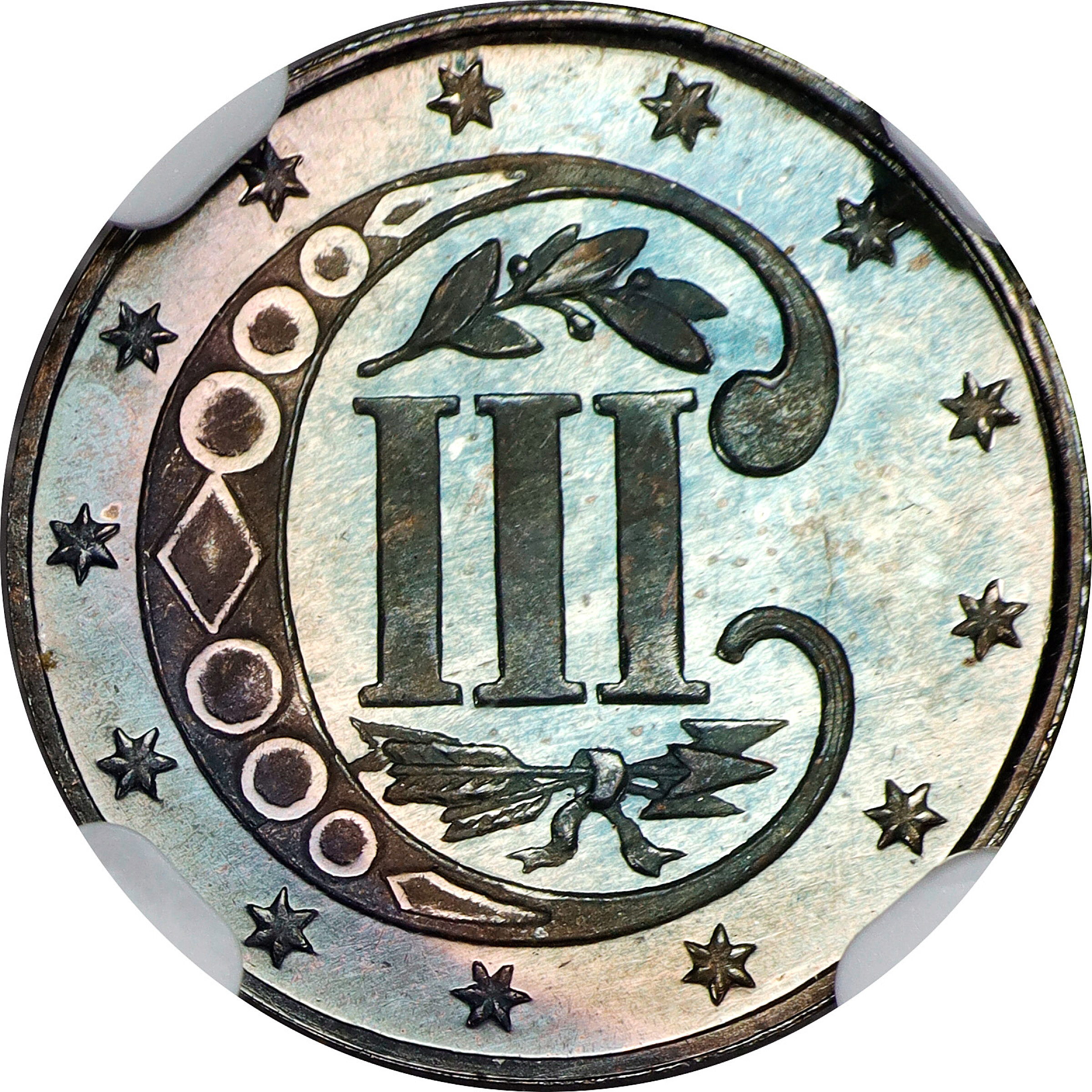 3-Cent Silver 3cS Type 3, 1859-1873 [Type] PR68 CAC thumbnail 2